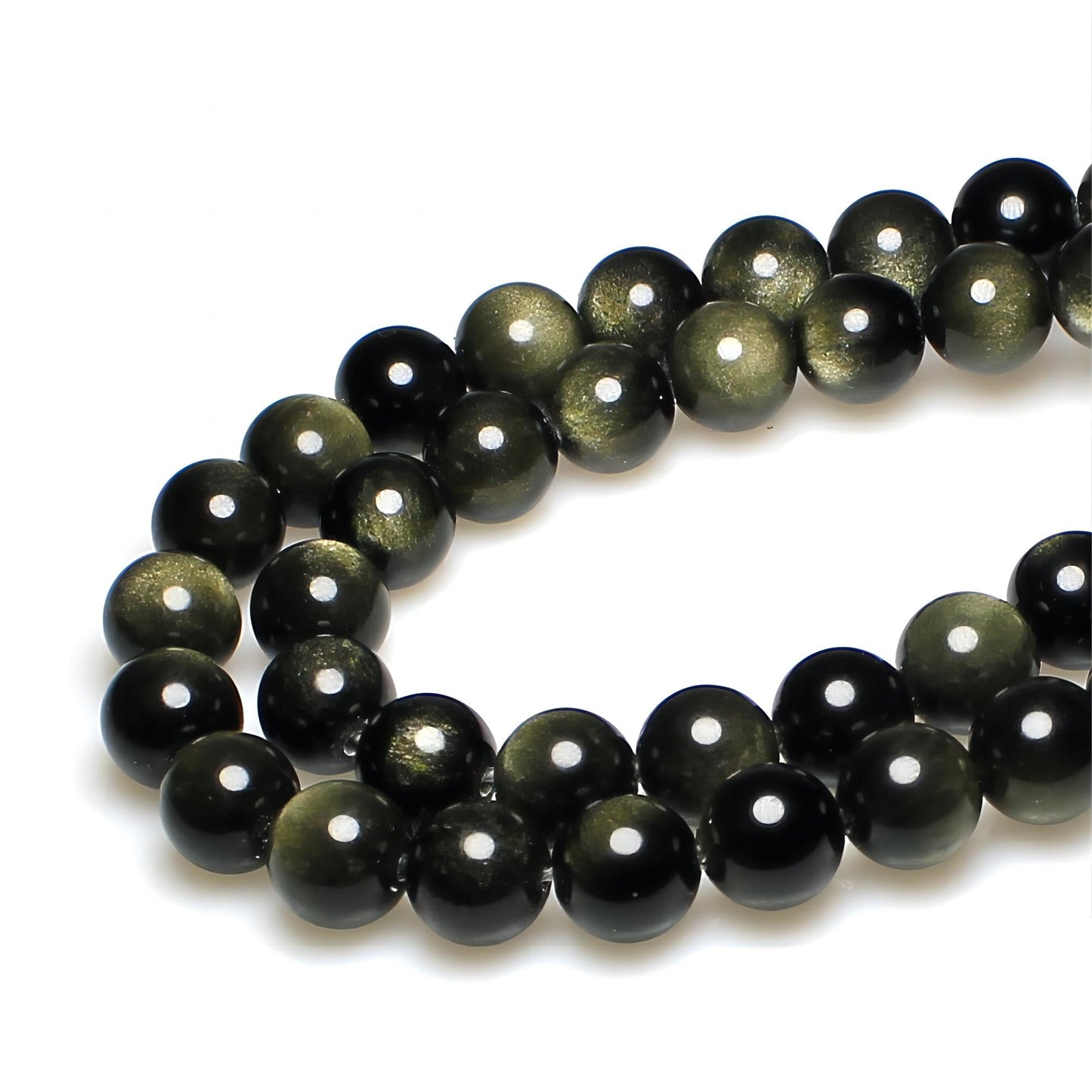 MJDCB 5A Natural Stone Beads Gold Obsidian Round Loose Beads for Jewelry Making DIY Bracelet Necklace (10mm).