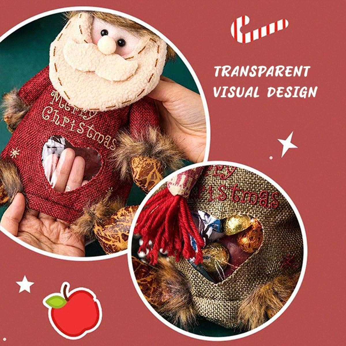 EZGHAR Christmas Gift Doll Bags, Christmas Gift Bags Zipper Design, Fabric Small Gift Bags with Drawstring for Your Gift-Giving Needs (7PCS)