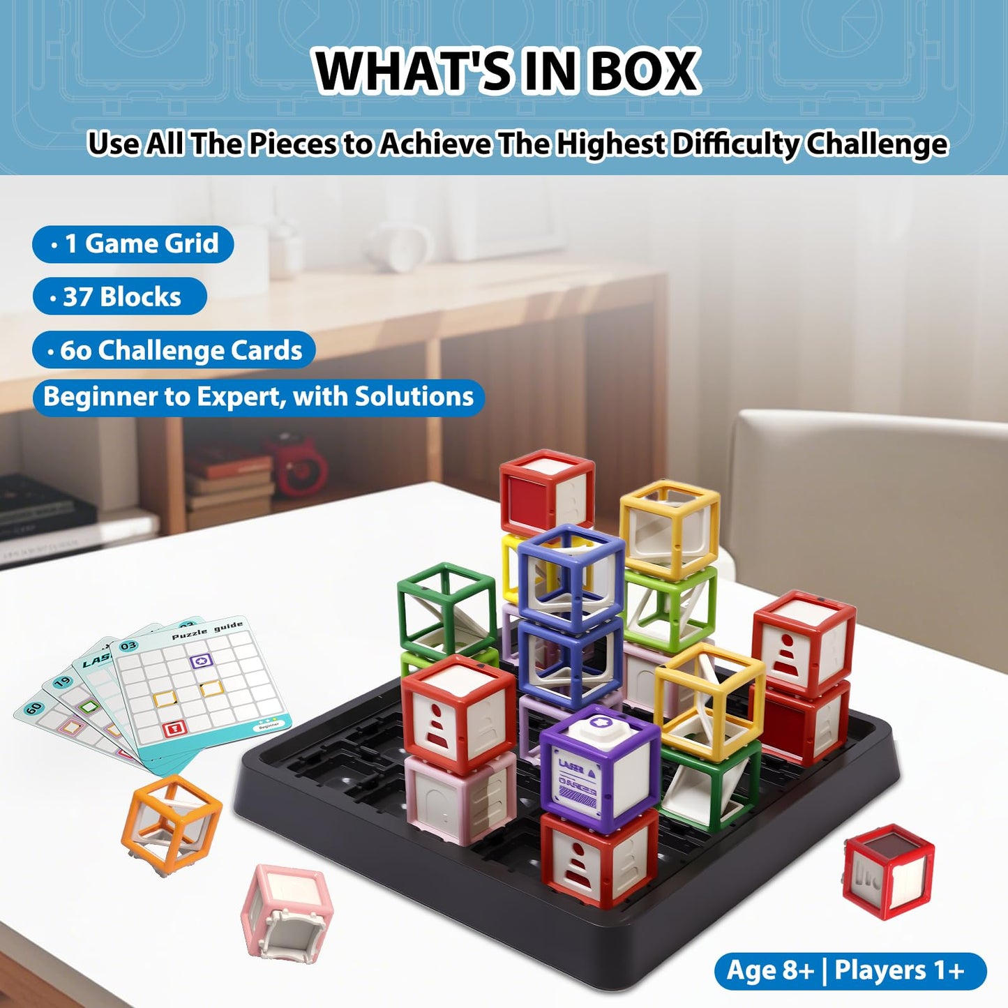 Innovakids Laser Maze - STEM Logic Toys for Ages 8-13, 60+ Challenges Puzzle Games, Great 8-13 Years Old Children Gift to Develop Spatial Imagination Problem-Solving Concentration, Team/Solo Play