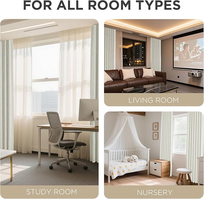 Joydeco Linen Blackout Curtains for Bedroom - 100% Light Blocking 1 Panels, Light Beige Drapes 100" W x 84" L, Thermal Insulated Room Darkening Curtains for Living Room, Rod Pocket & Back Tabs