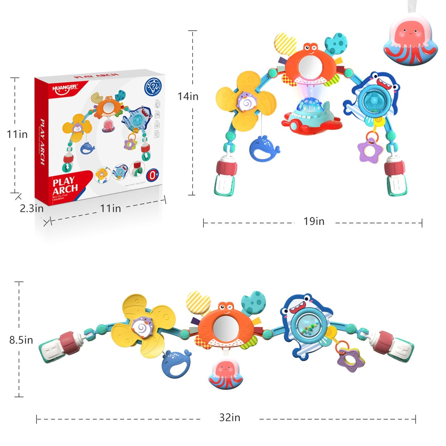 qesfir Musical Baby Stroller Arch, Travel Car Seat Toys, Baby Play Arch Crib Accessory, Mobile for Bassinet, Pram Activity Arch Bar for Babies Infants
