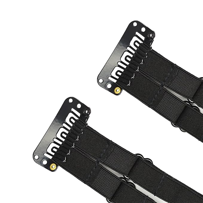 4 Pcs Facelift Bands with Clips Invisible Face Stretching Lifting Strap Adjustable Elastic Band Face Slimming Band (24cm Black Double Bands)