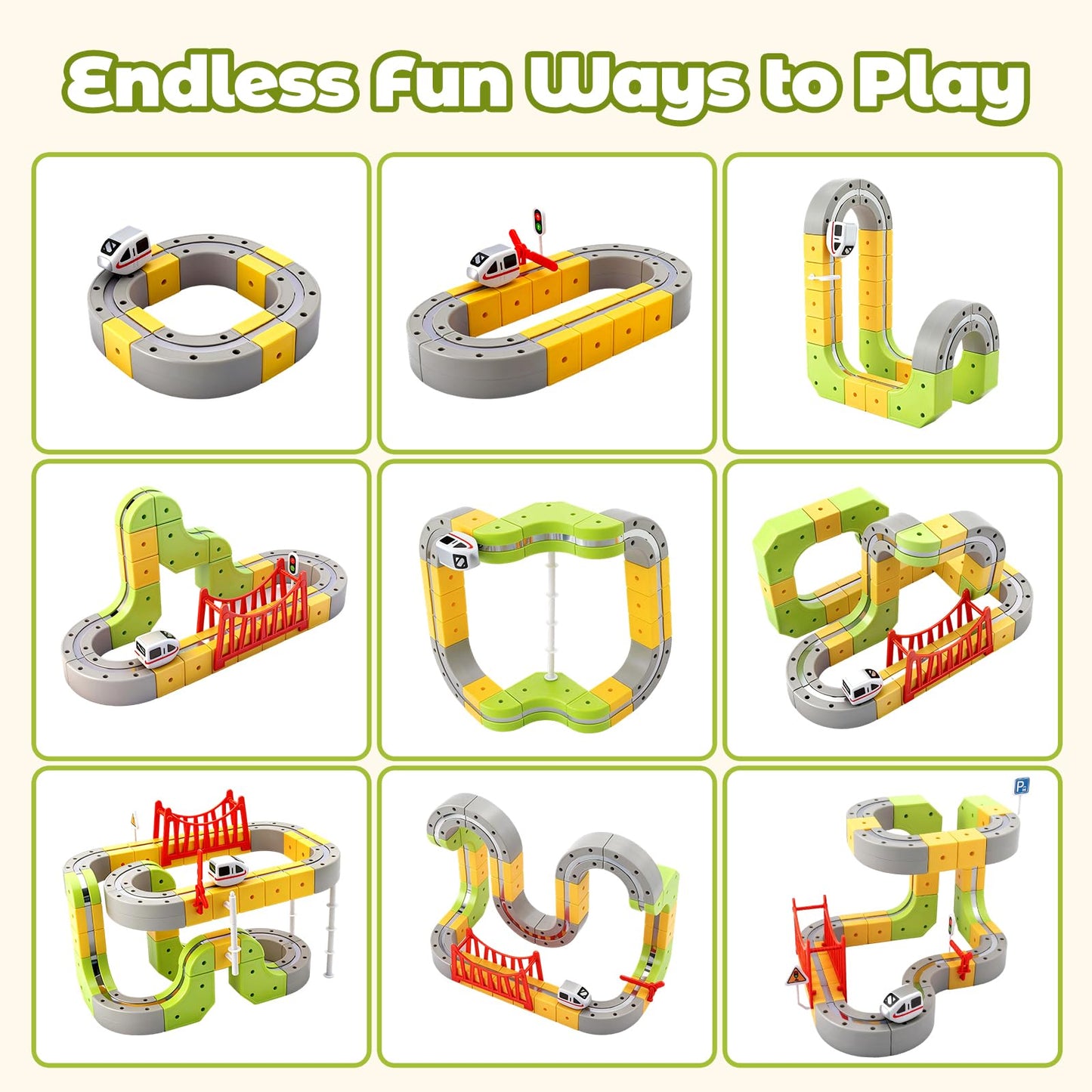 Electric Magnetic Train Set, 88 Pcs 3D Anti-Gravity Race Track Vehicle Kit, Birthday Gift Educational Toy for Kids Ages 3-12