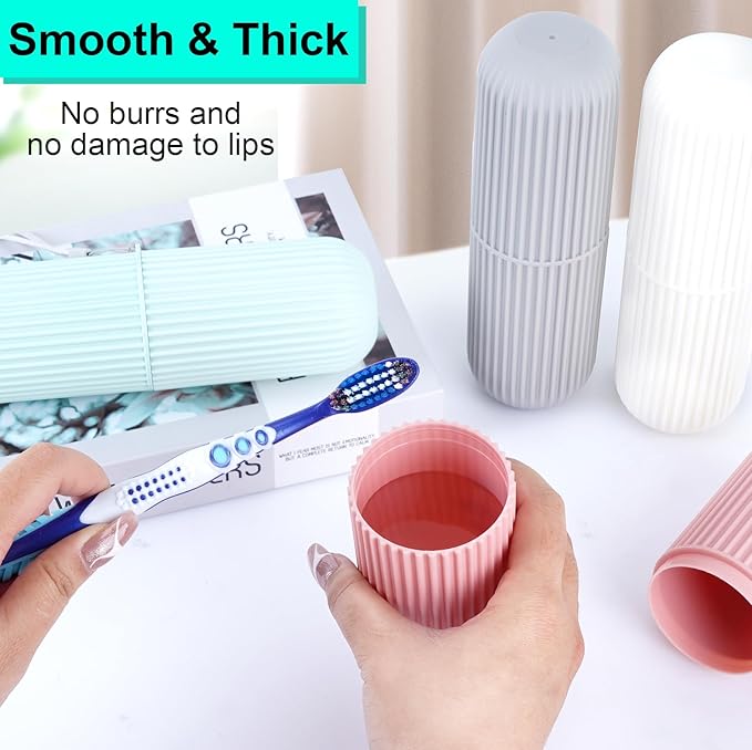 UCEC Travel Toothbrush Case, Toothbrush Holder Travel, Toothbrush Case for Traveling, Camping, Home, School, Business, Bathroom, 2 Pack (Green, Pink)