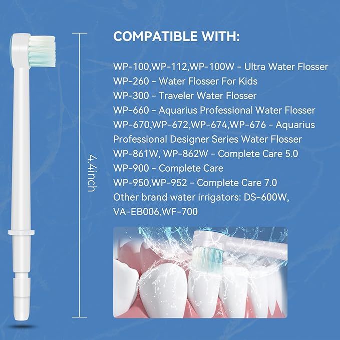 Replacement Tips for Waterpik Water Flosser,Replacement Classic Jet Tips Compatible Brush Heads for Waterpik (AquaFlosser 6 Tips)