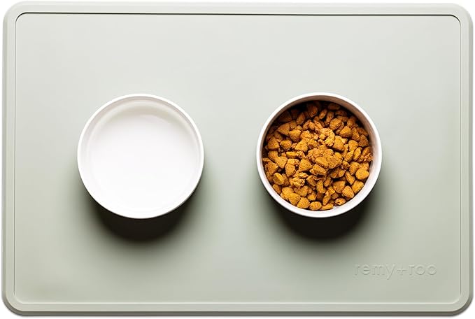 Remy+Roo Silicone Dog Food Mat for Pet Bowls - Sage - 23.6 x 15.7 Inch