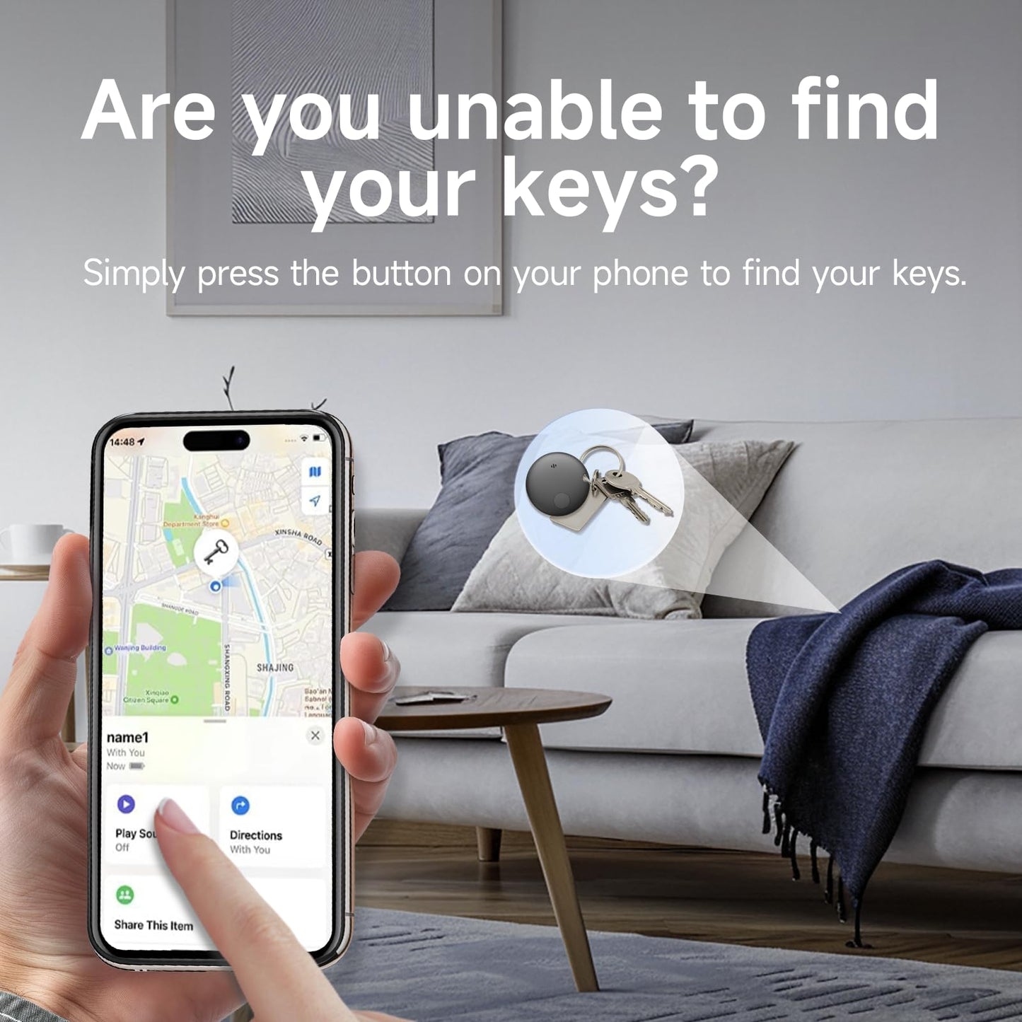 Smart Tracker, Item Finder Compatible with Apple Find My, Replaceable Battery, Water-Resistant, with Different Holder Cases, Loud Alarm, for Keys Luggage Backpack (iOS Only) 2 Packs
