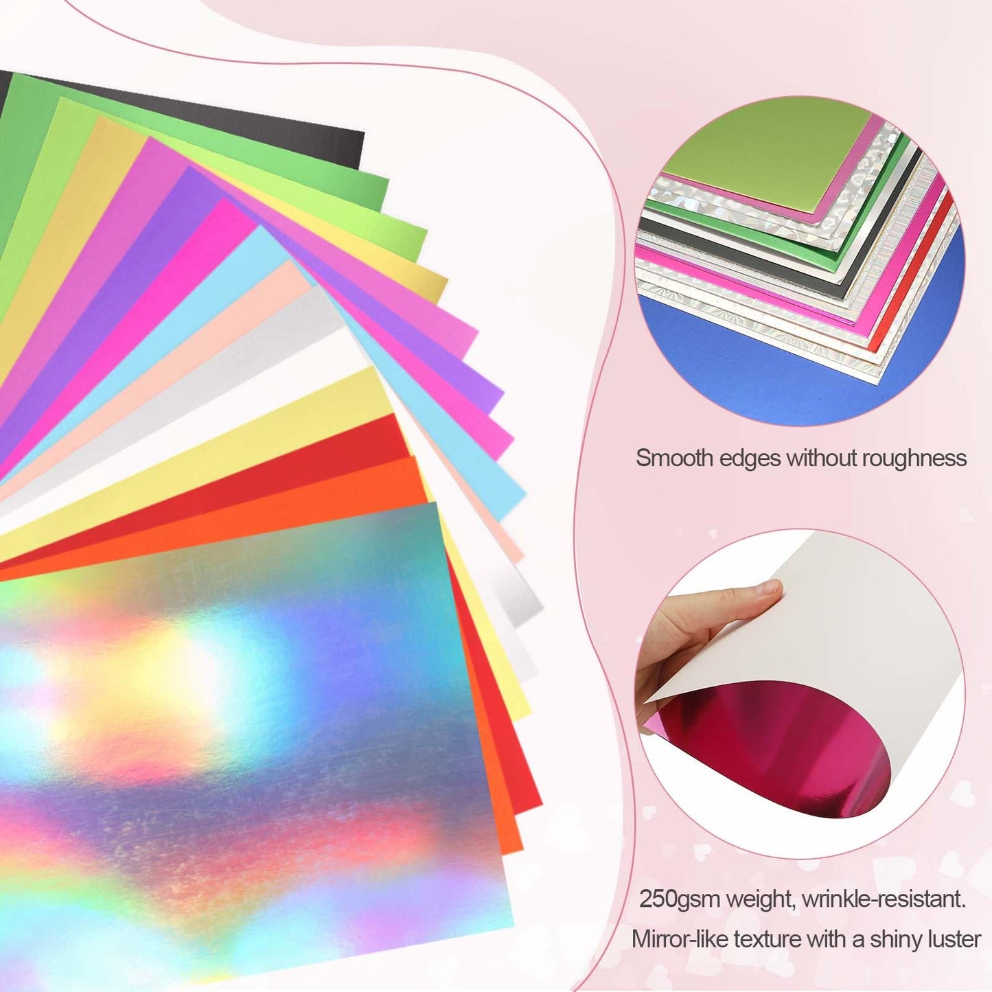 MECCANIXITY 20 Sheets Metallic Foil Paper, A4 Thick 250gsm Cardstock Foil 8.3" x 11.7" Shiny Mirror Glitter Paper Sheets for Crafts Scrapbooks Cards Party Decorations, Light Green