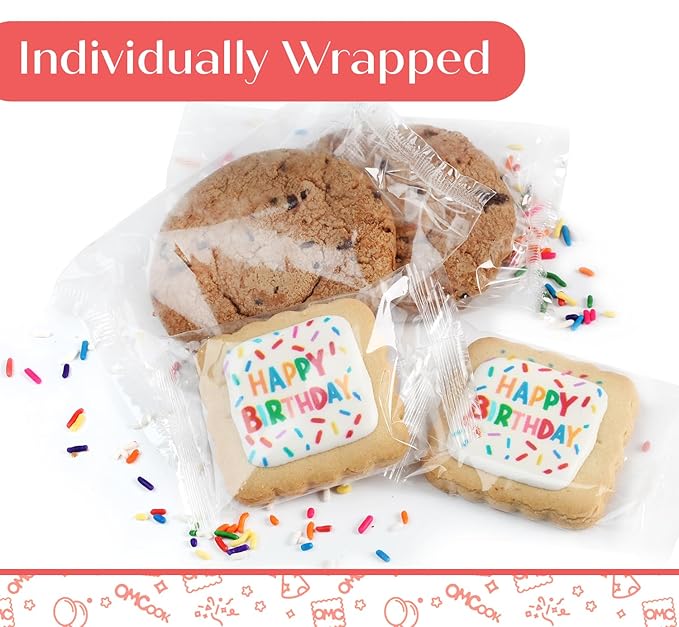Happy Birthday Gift Basket Cookies Chocolate Chip Cookie Treats Fresh Bakery Fudge Filled Care Package For Men Women Kids | INDIVIDUALLY WRAPPED | Large Cookies