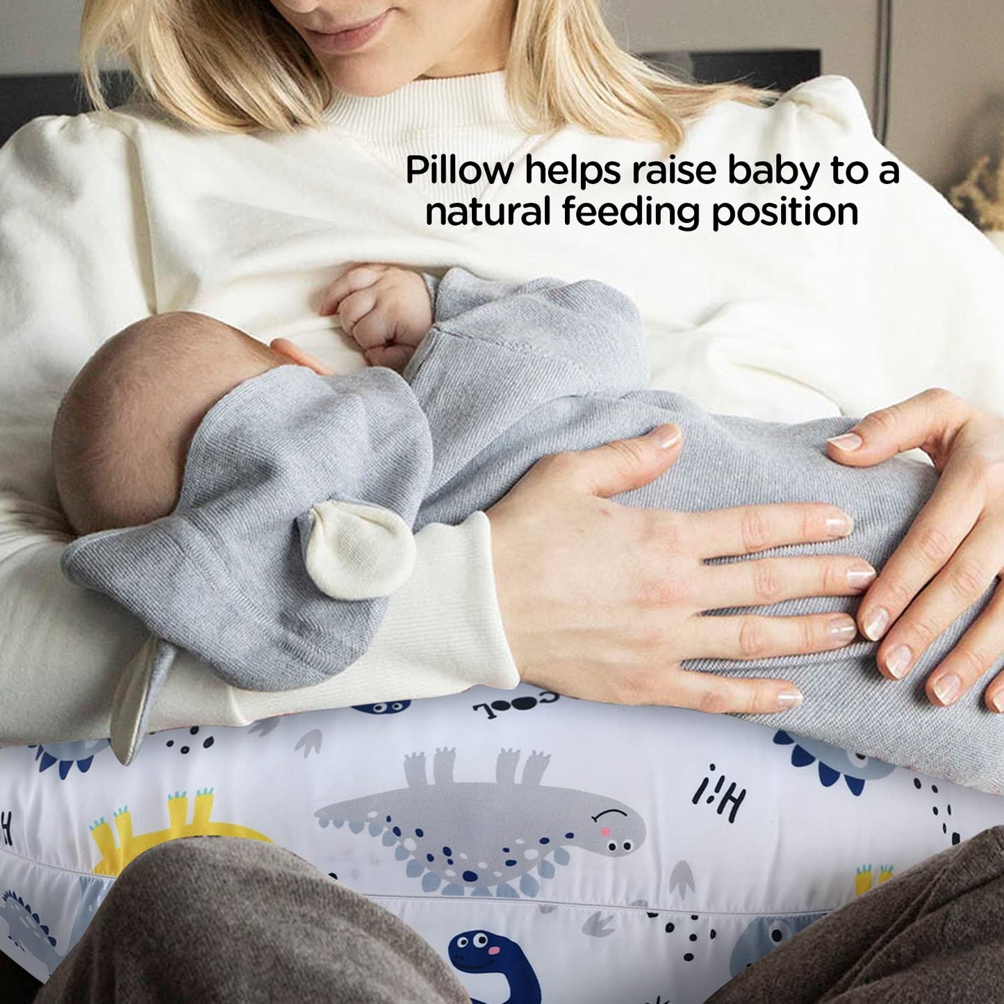 Plushii Nursing Pillow for Breastfeeding, Soft and Supportive Breastfeeding Pillow for Mom and Baby, Cute Feeding Pillow with Removable Cover for 0–12 Months, Dinosaurs World