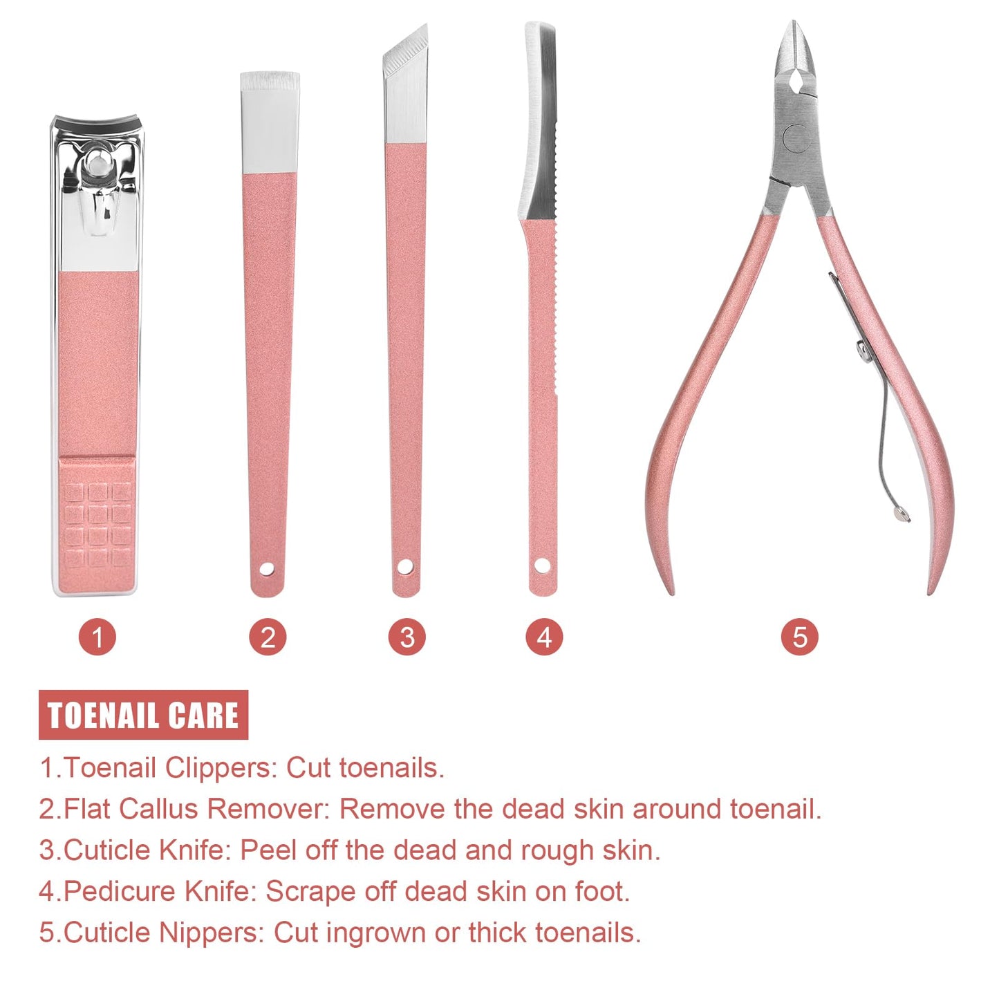KADS Manicure Set 18 in 1 Professional Pedicure Set Nail scissors Grooming Clipper Kit with Leather Travel Case Pink