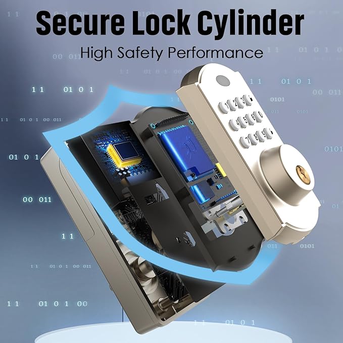 Keyless Entry Door Lock - Electronic Door Lock with Keypad, Smart Deadbolt Lock with Auto Lock, Security Waterproof Smart Lock, Easy to Install, Ideal for Front Door, Home Use, Apartment - ELAMOR M19