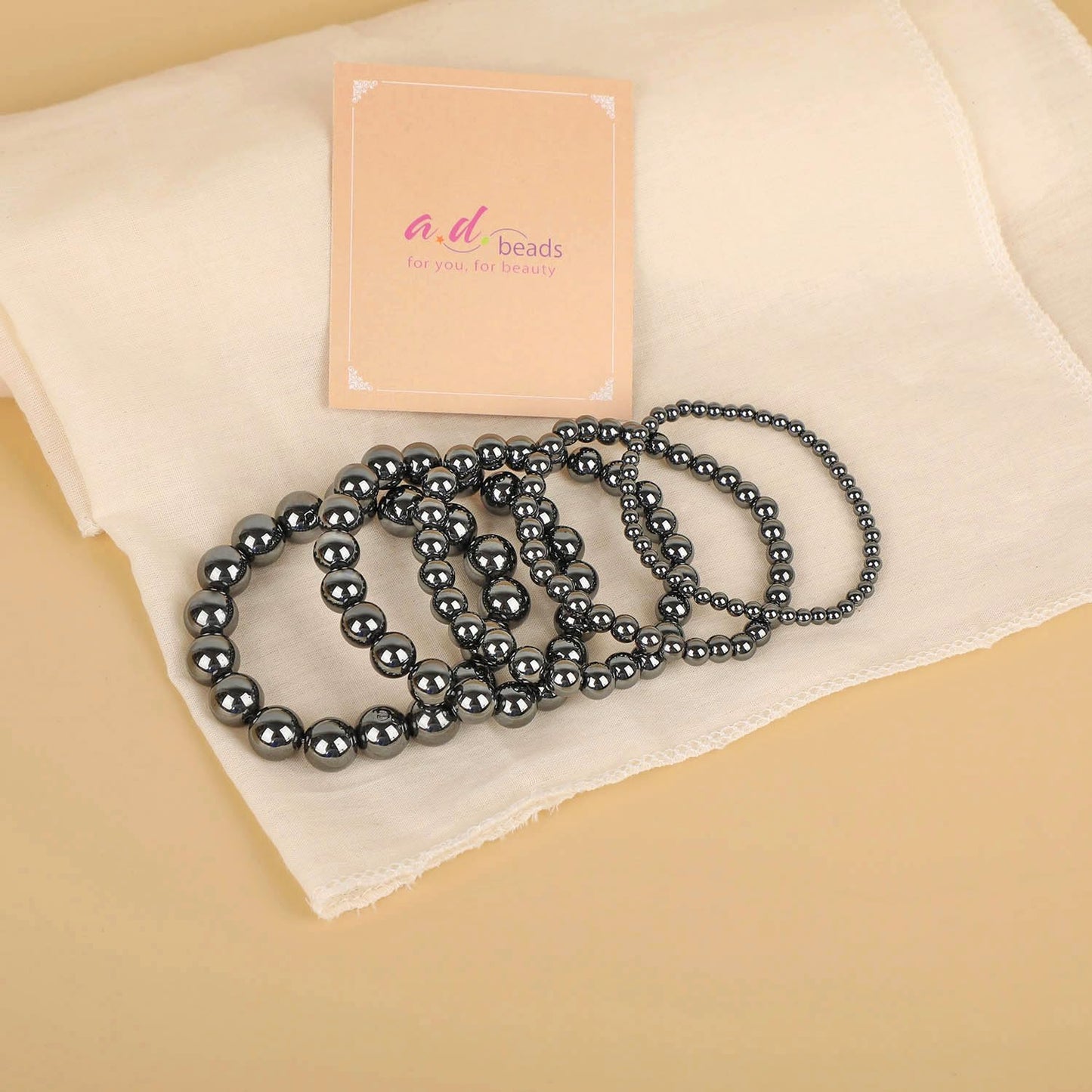 AD Beads Handmade Gemstone Stretch Elastic Bracelet Crystal Healing Reiki Nature's Beauty and Spiritual Essence Unisex (10mm, Hematite (Healing and Health))