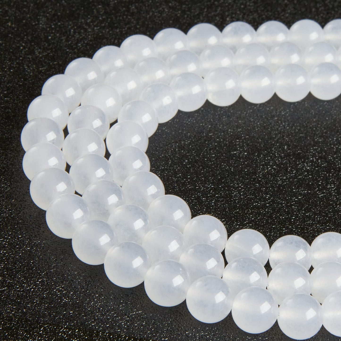 35pcs 10mm Natural White Jade Beads Gemstone Beads Round Loose Beads for Jewelry Making