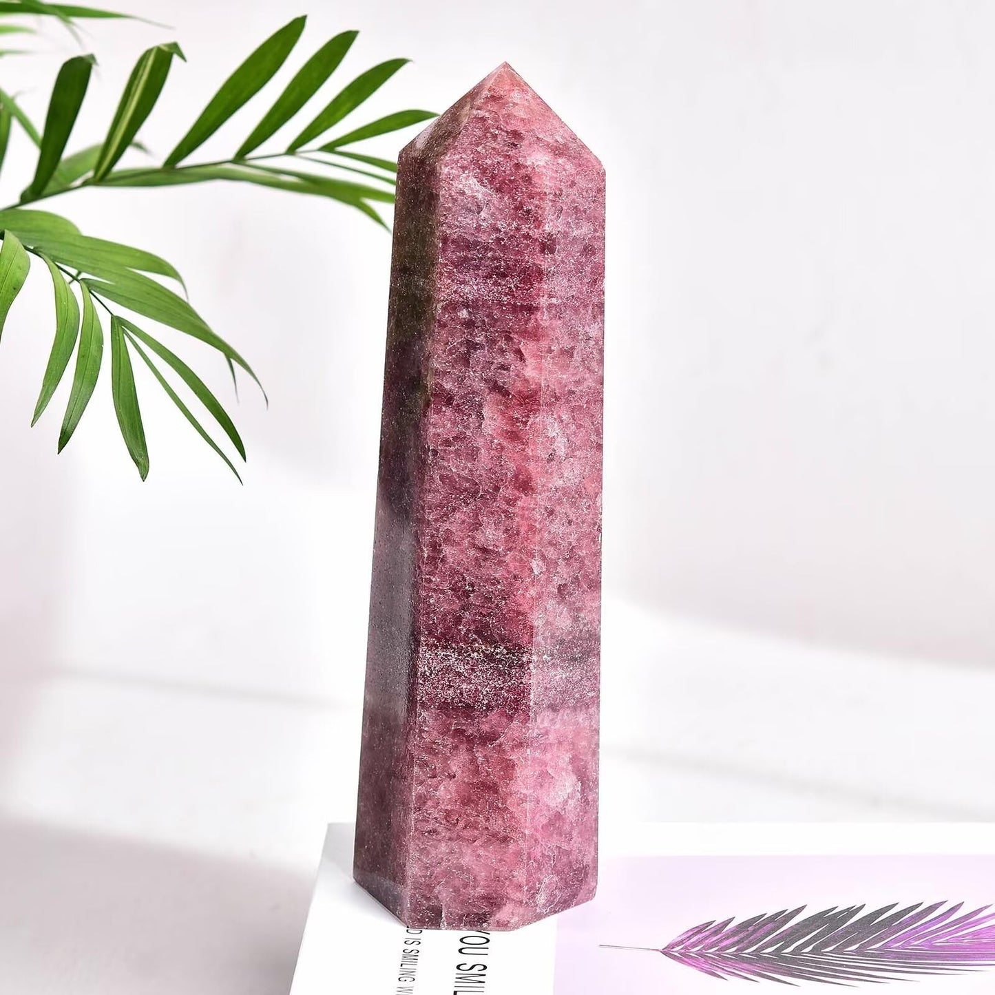 Natural Strawberry Stone Tower Obelisk Red Healing Crystal Rock Point Wand Large Reiki Healing Gifts 1.7-2.2 LBS