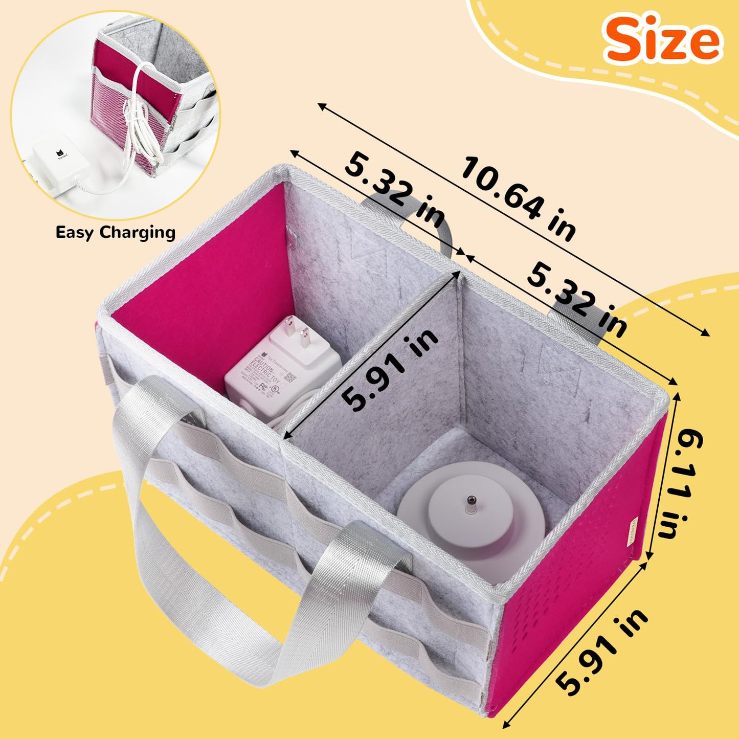 Partreko Carrying Case Compatible with Tonies Box with Audio Position, Portable Travel Storage Bag for Tonies Figures with 24 Elastic Strap, Soft Felt Organizer Case for Toniebox Accessories Gray&Rose