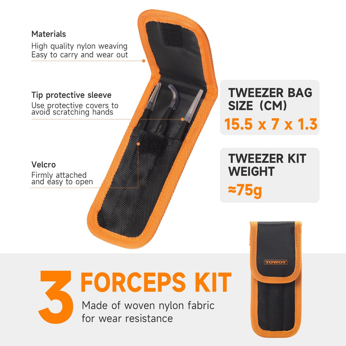 TOWOT 3 PCS Precision Tweezers Set, Premium Anti-static Stainless Steel Electronics Tweezers for Craft, Soldering, Jewelry Making, and Experimental Work Industrial Tweezers