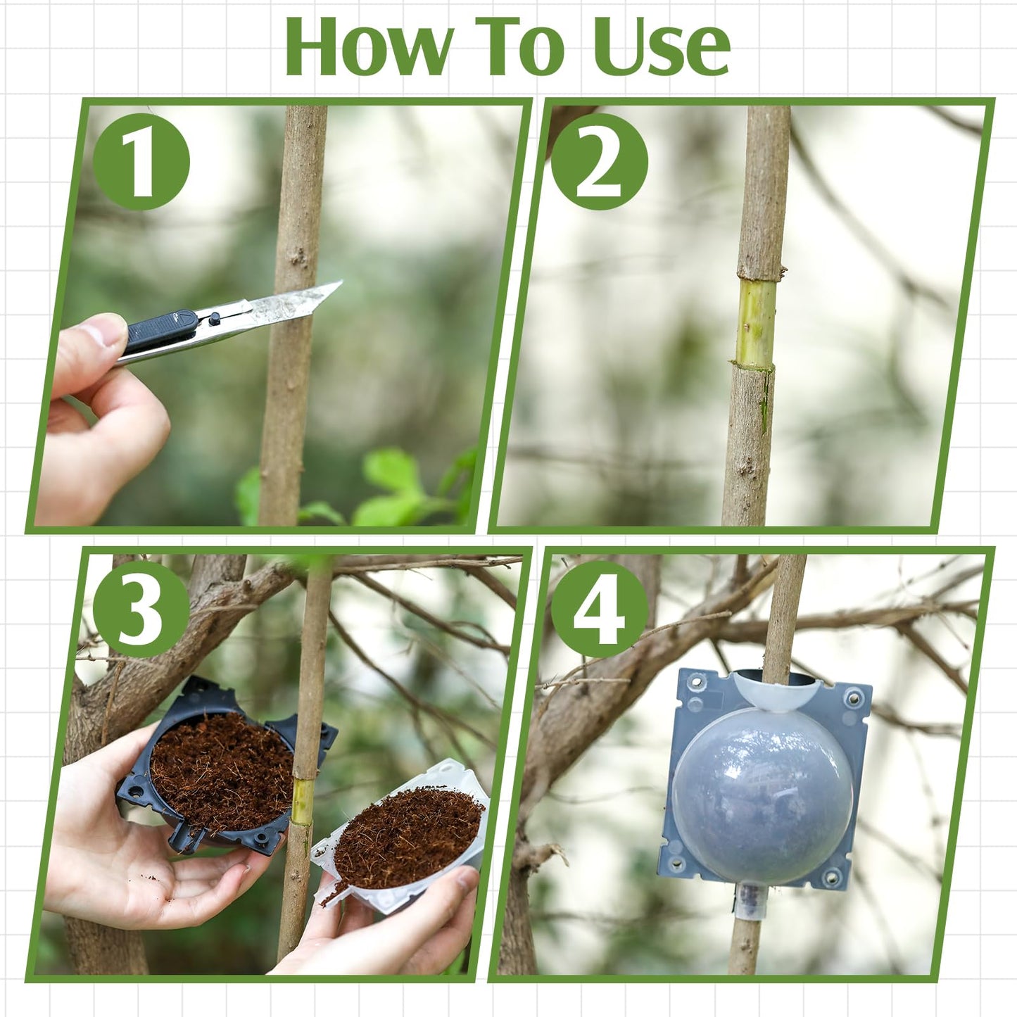 Threehoney 30 Pcs Air Layering Propagation Kit Reusable Half Black Half Transparent Grafting Ball Air Layering Pods Propagation Box Plant Rooting Grafting Box for Plants, Large, Medium, Small