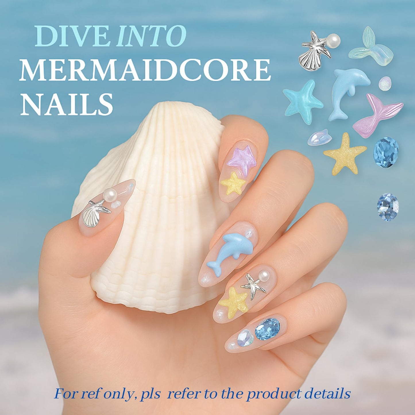 Nail Client Loyalty Reward Card + Ocean Nail Charm Bundle