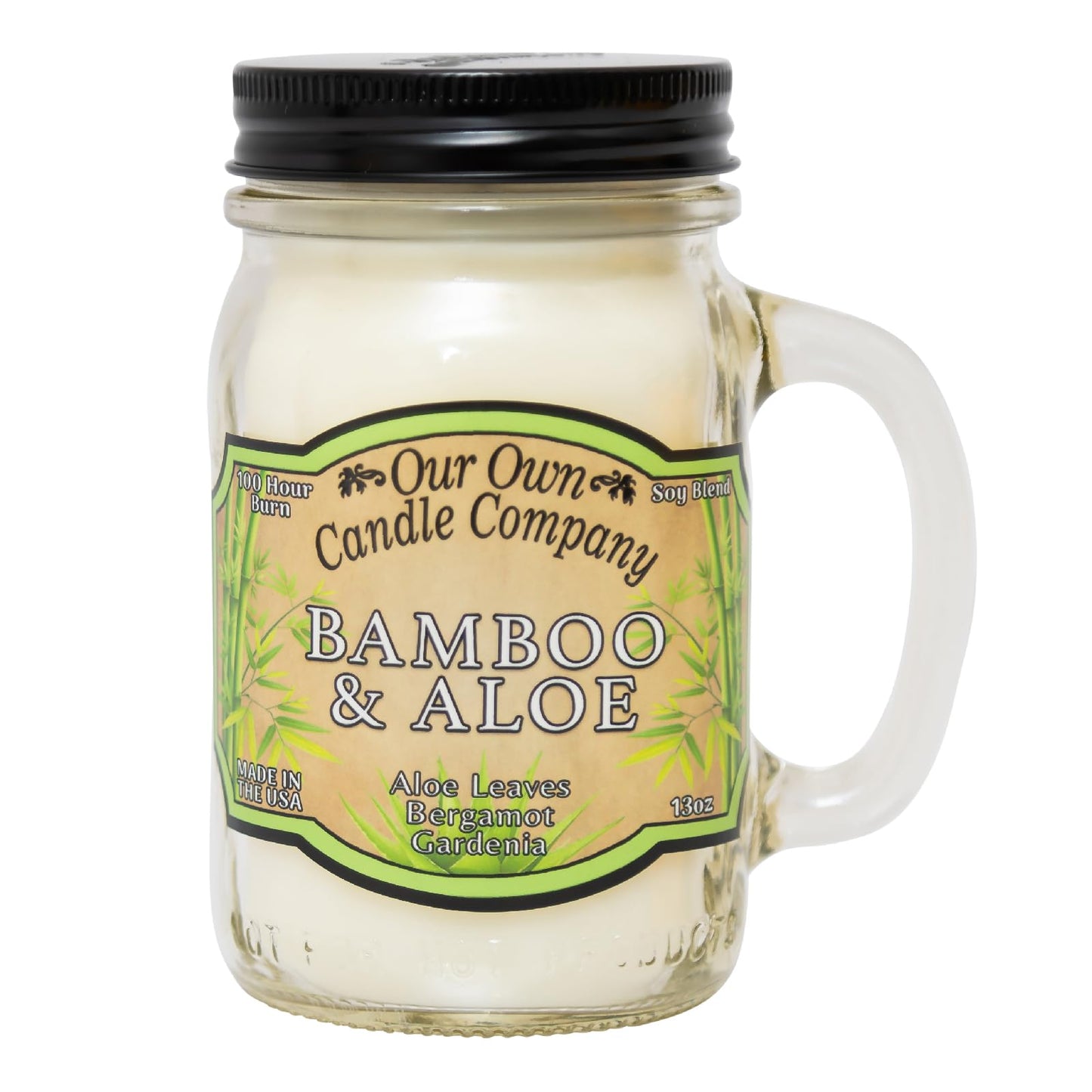 Our Own Candle Company, Bamboo & Aloe Scented Mason Jar Candle, 100 Hour Burn Time, 13 Ounces