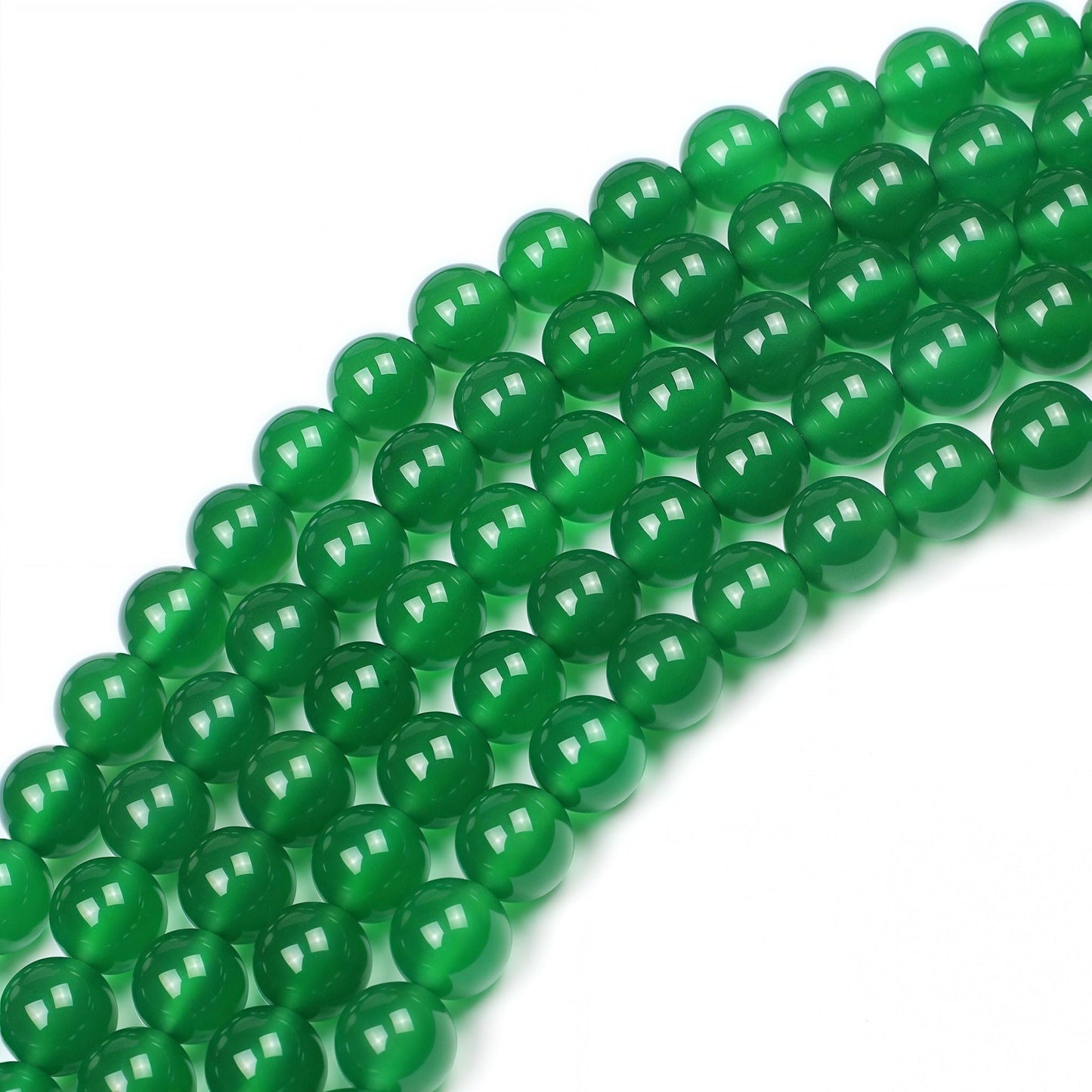 MJDCB 7A Natural Green Agate Round Stone Loose Beads for Necklace Bracelet Charms Jewelry Making 15"(10mm)