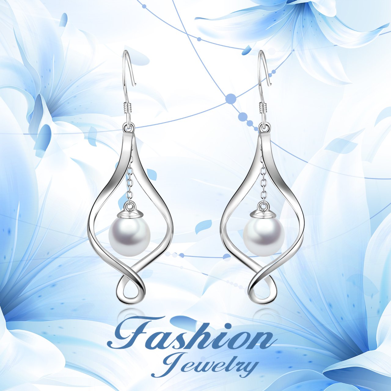 Pearl Earrings Gifts for Women Her Sterling Silver Infinity Love Celtic Knot Dangle Earrings Jewelry