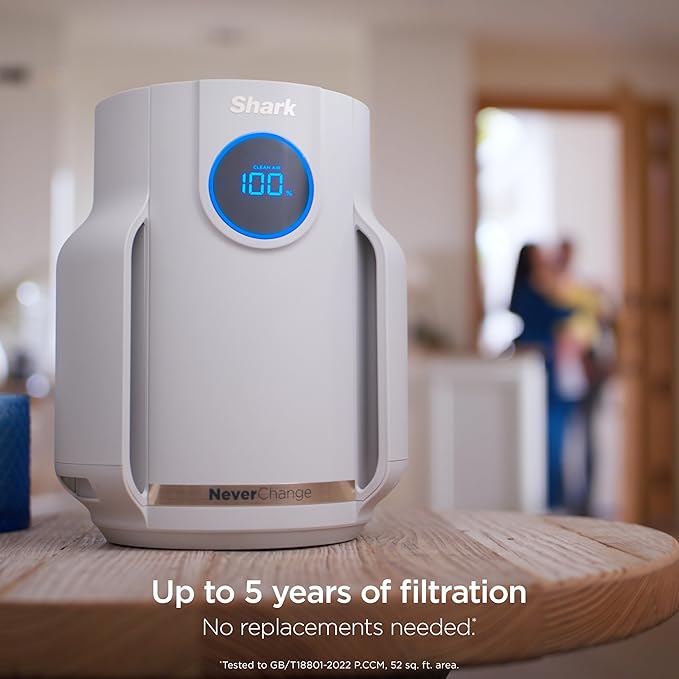 Shark NeverChange Air Purifier Compact Pro, Long-Lasting HEPA-Exceeding Filtration, For Pet Dander, Dust, Smoke, Allergens, Up to 250 sq. ft., Odor Neutralizer, Bedroom, Nursery, Dorm, HP072 (2025)