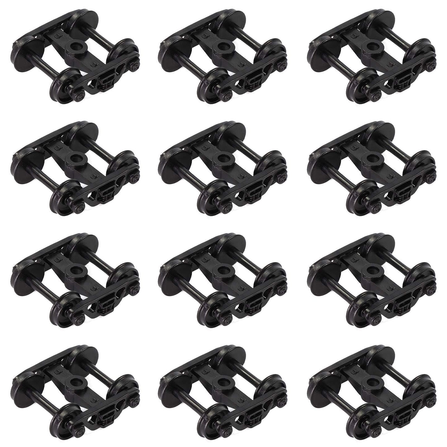 Evemodel 12pcs Model Train Bogie with Plastic Wheels 1:87 HO Scale 33" Model Railway Accessories (Style A)