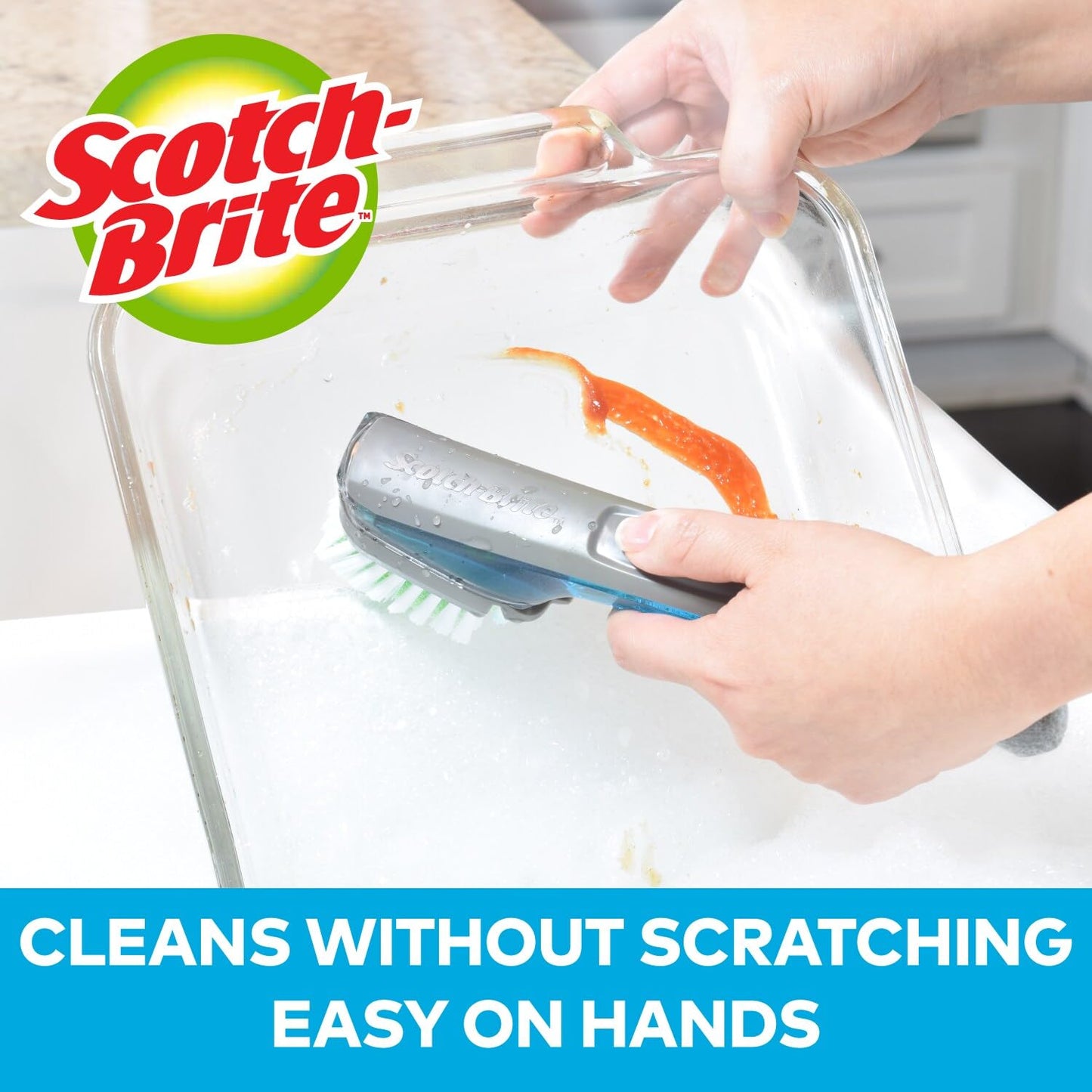Scotch-Brite Soap Control Dishwand Brush Refills, Non-Scratch Scrub Brush Heads, Durable & Odor-Resistant, 3 Count (6 Total Refills)