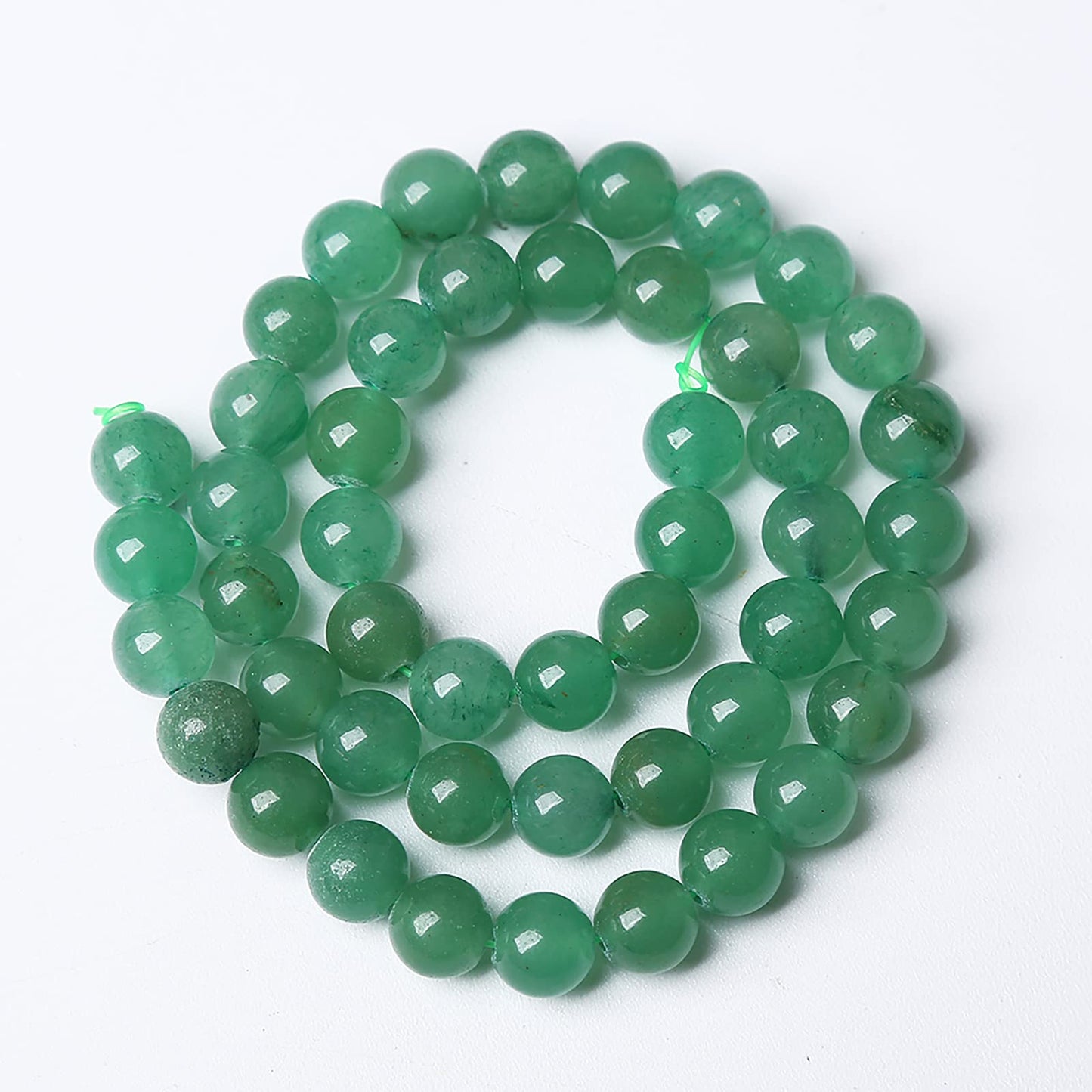 45pcs 8mm Natural Green Aventurine Beads Semi Precious Round Smooth Gemstones Beads for Jewelry Making DIY Necklaces Bracelets