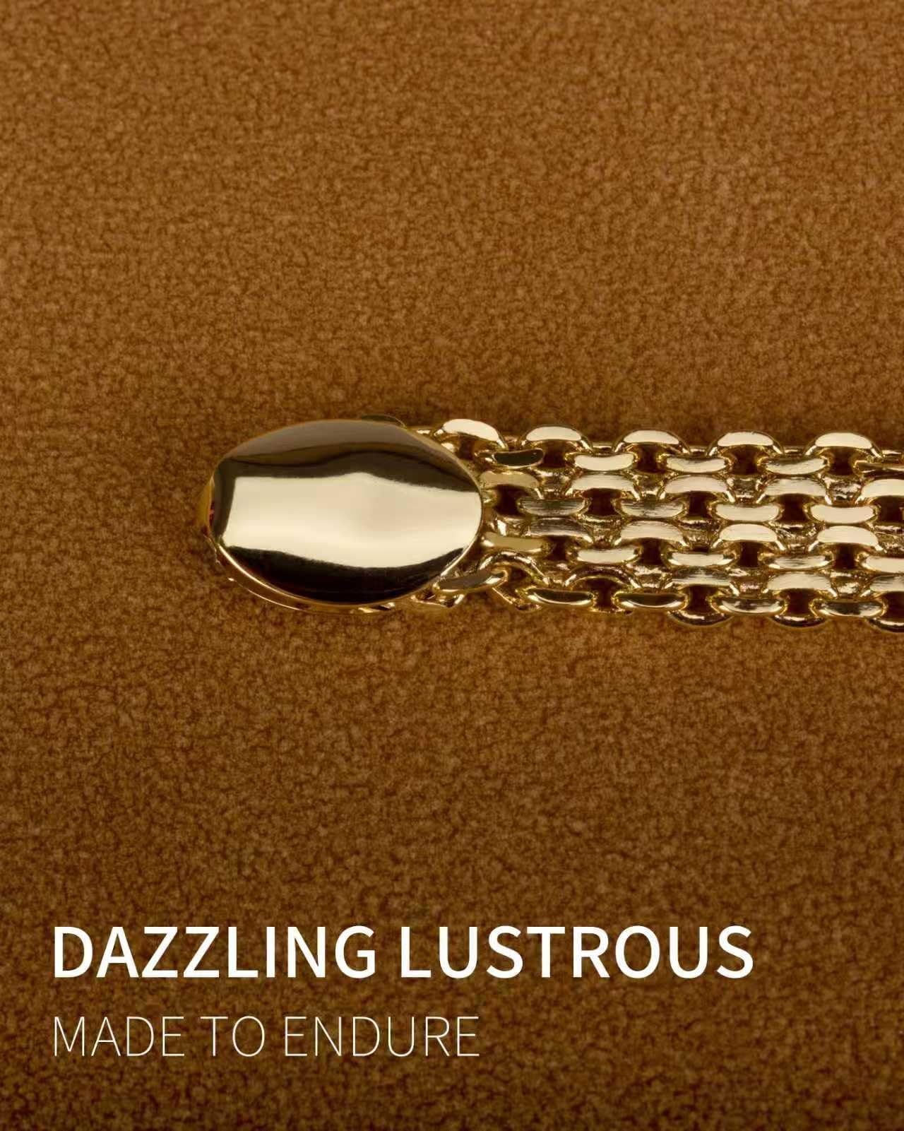 kptophk 14K Gold Plated 10mm Mesh Chain Link Bracelet | Gold Bracelets For Women | Jewelry Gift (Size: 8.2inches)