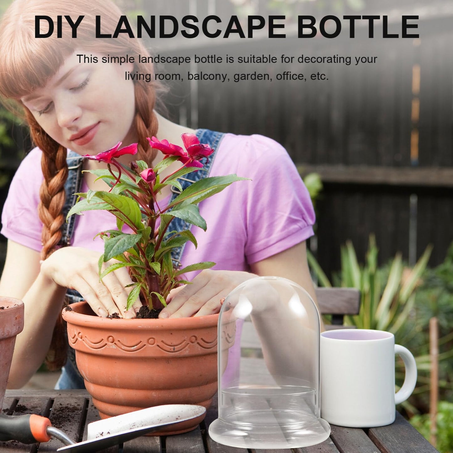 VOSAREA Glass Terrarium Planter Vase Decorative Bottle for -Landscape for Home Office Garden Decor Artistic Design for Moss and Plants