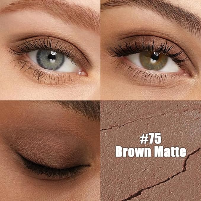 evpct Brown Matte Cream Eye Shadow Sticks Brightener Pencils for Women, Longwear Brown Silky Eyeshadow Applicator Stick Pen Waterproof, Blendable Crease-Proof Stick Eyeshadow Matte Eye Makeup 75