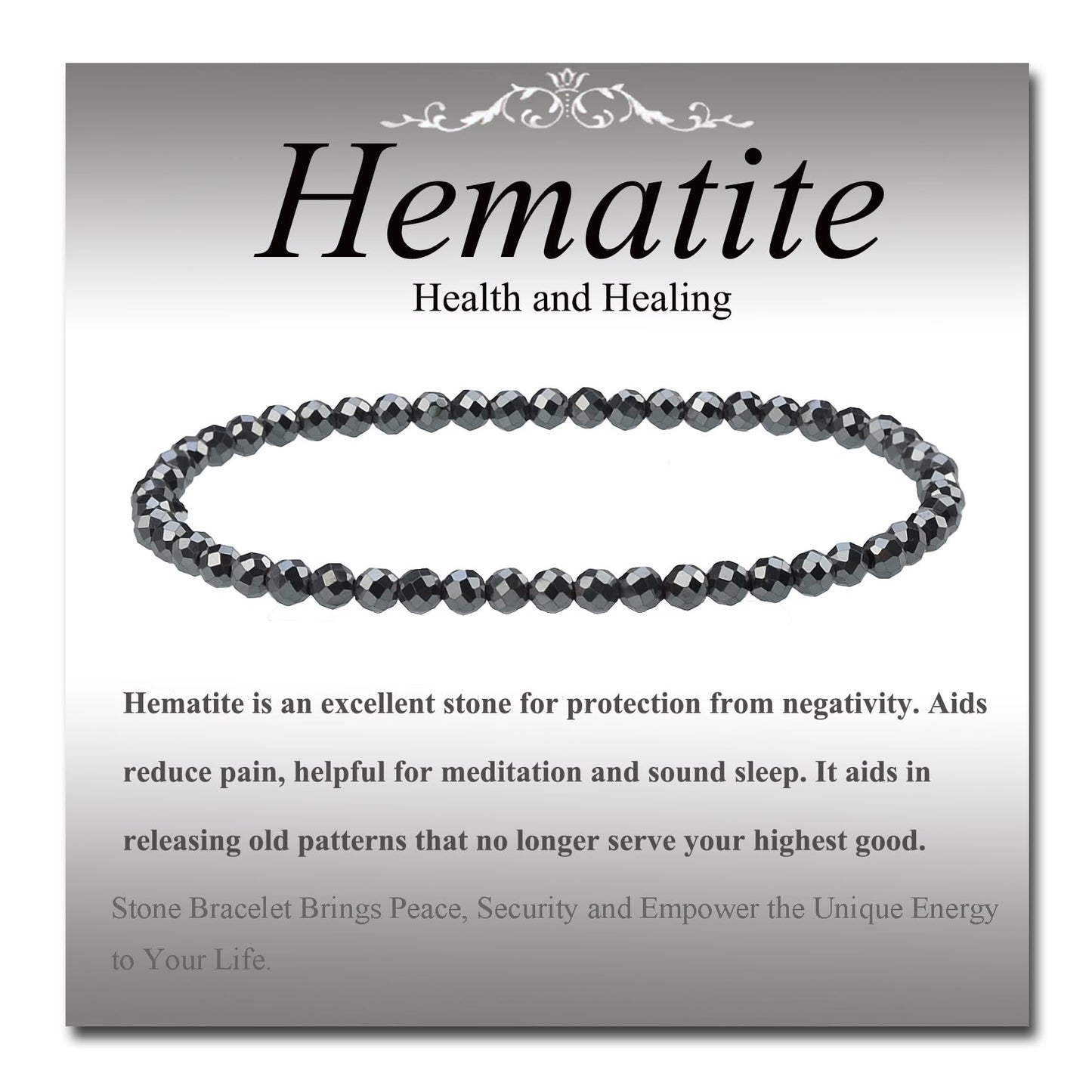 MASSIVE BEADS Natural Genuine Gemstone Beads Healing Crystal Chakra Reiki Jewelry Faceted Round Beads Bracelets (Hematite, 3mm)