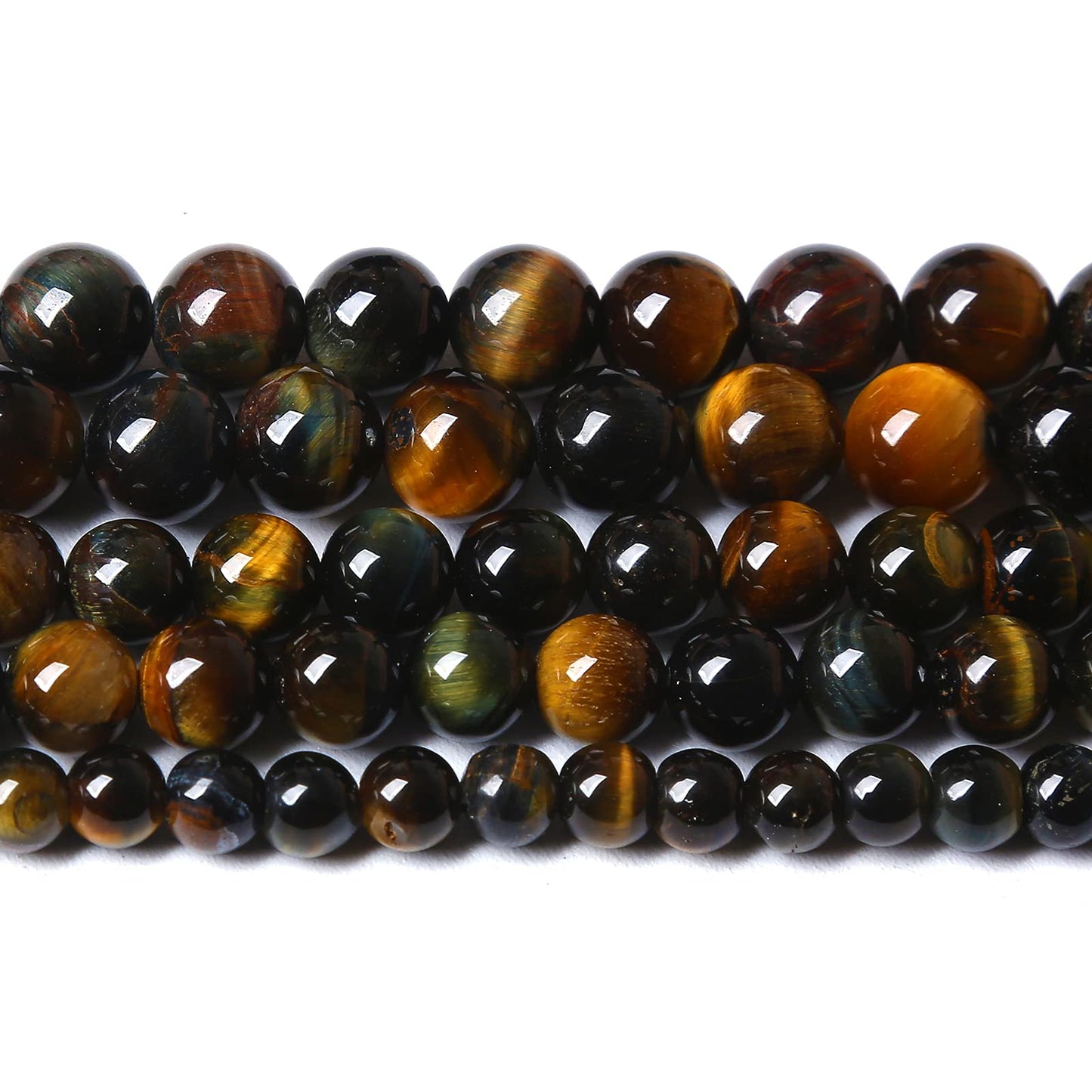 Yellow Blue Tiger Eye Beads Natural Stone Round Loose Beads Energy Gemstone Healing Power for Jewelry Making 8mm 46pcs 15"