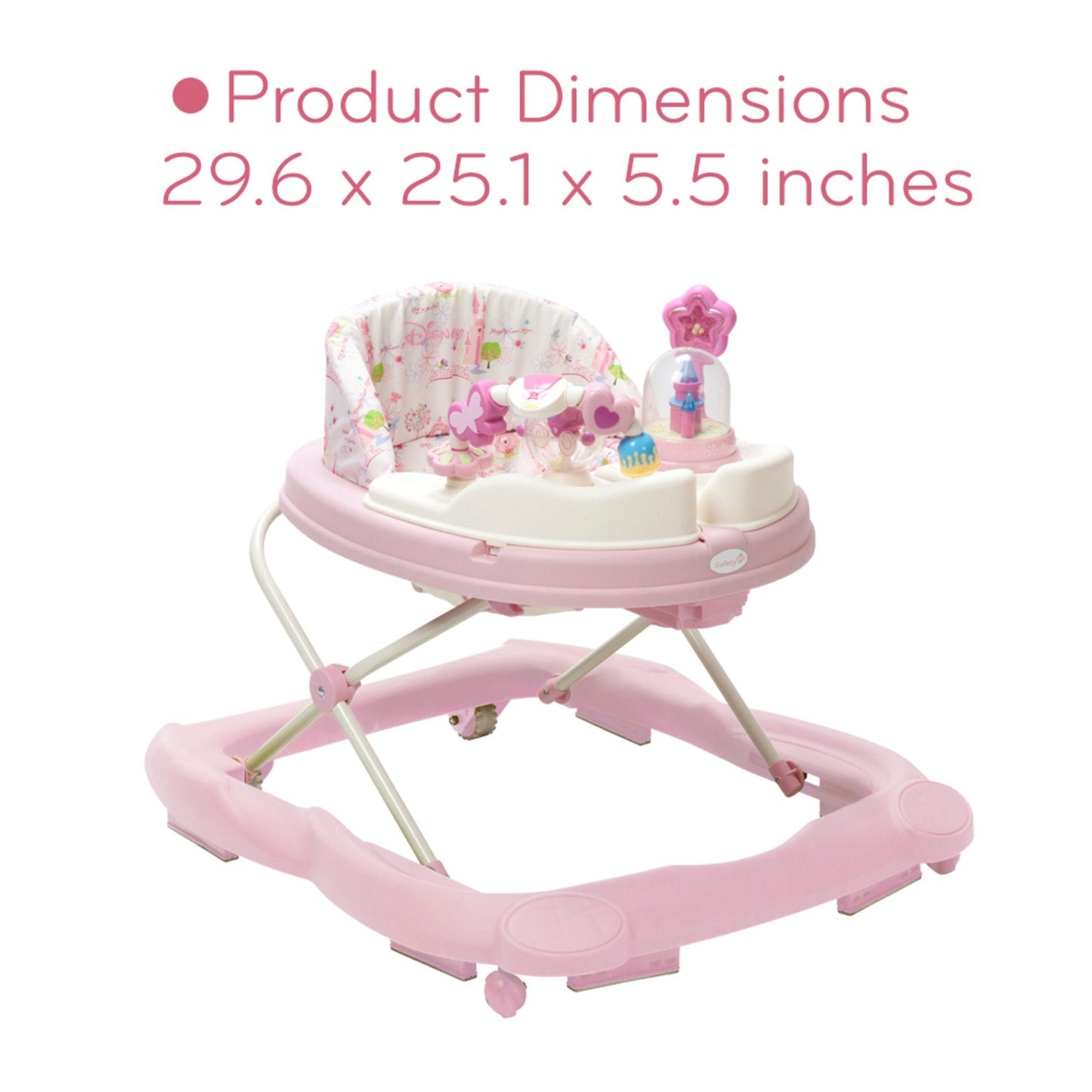 Disney Baby Princess Walker with Wheels, Pink Baby Walkers and Activity Center for Infants