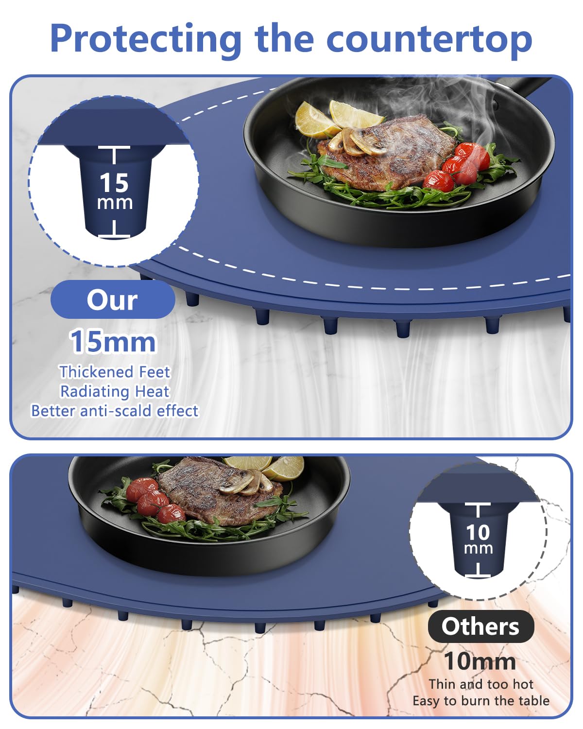 seenlast Warming Mat for Food with Adjustable Temperature Timer,10S Fast Heating Silicone Food Warmers for Parties Buffet and Home Daily,Food Warming Mat with Insulating Pad Raised Feet Protects Table