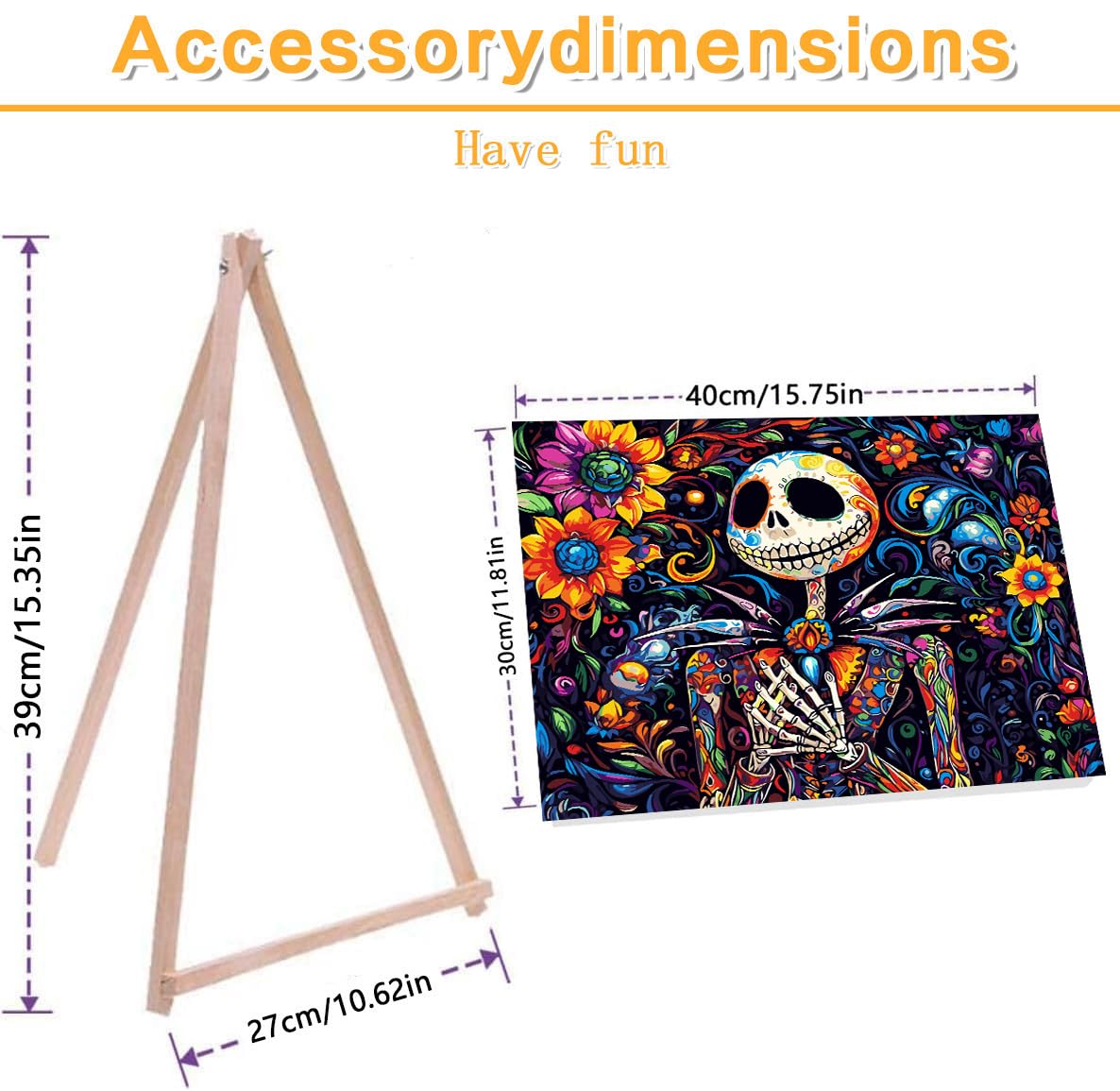 Meothan Framed Paint by Numbers Kits for Adults Halloween, Nightmare Before Christmas Paint by Numbers Kits on Canvas with Easel for Home Wall Decor 11.8x15.7inch (30x40cm