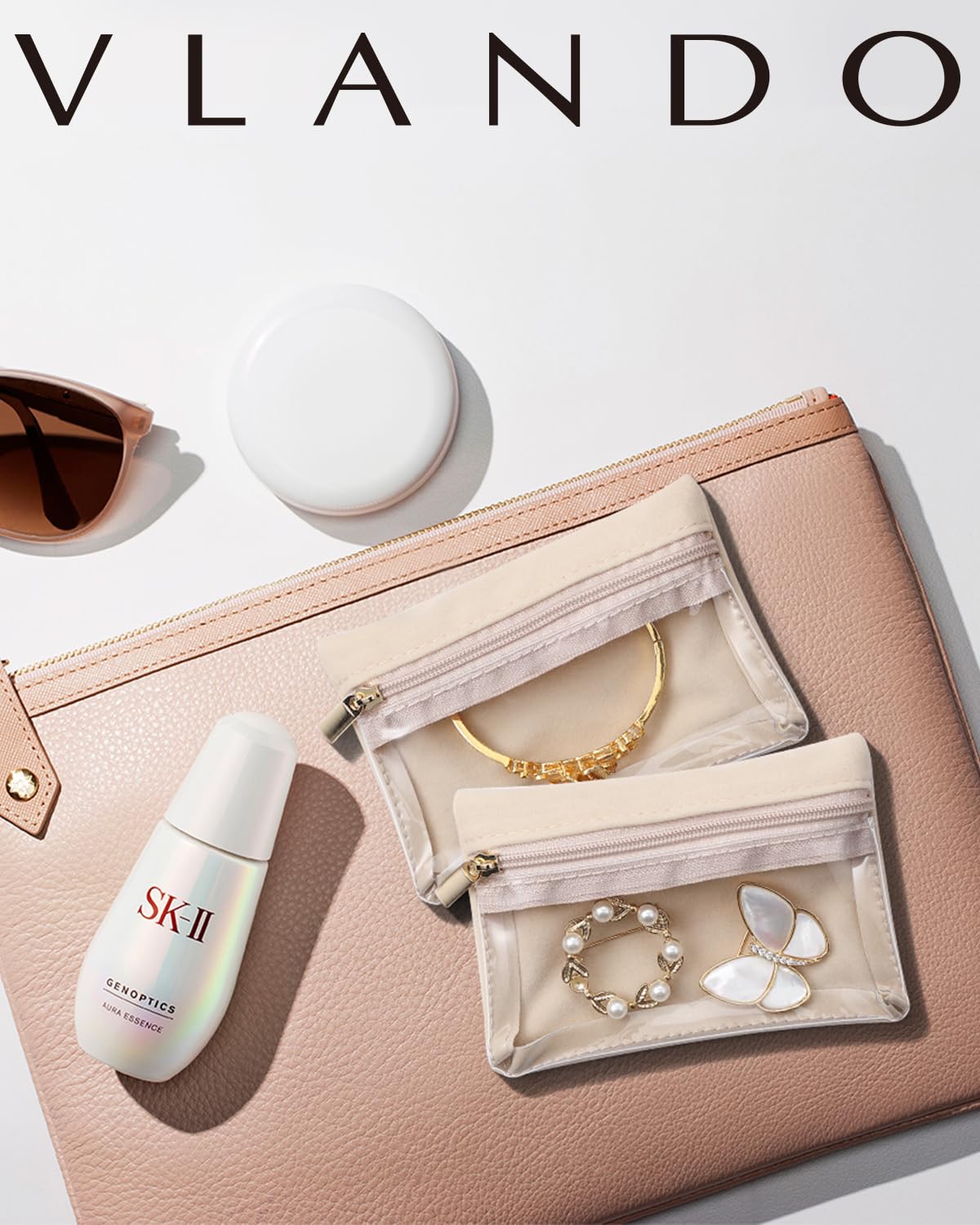 Vlando 6 Pcs Jewelry Bag and Cosmetics Bag for Women