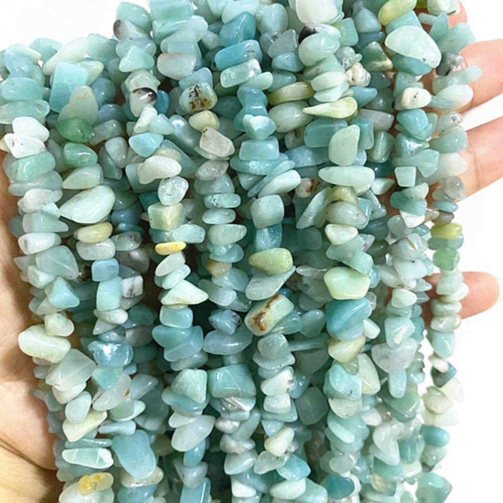 PLTbeads Gemstone Chips Natural Amazonite 3-5mm Healing Crystals Waist Bracelets Necklace Kit Irregular Stone DIY Crafts Design Jewelry Making Approxi 32 inch
