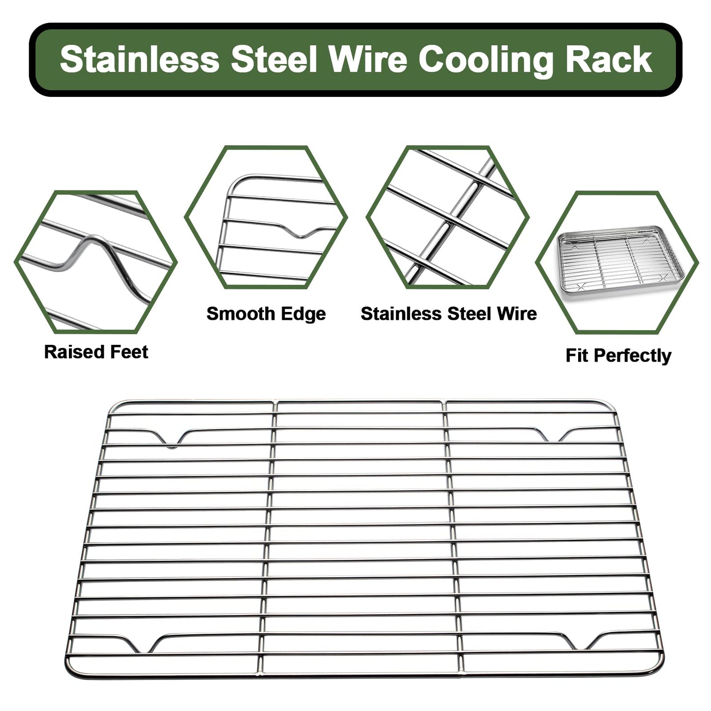 Baking Sheet Tray Cooling Rack with Silicone Baking Mat Set, Stainless Steel Cookie Pan For Oven, Set of 9 (3 Sheets + 3 Racks + 3 Mats), Warp Resistant & Heavy Duty & Easy Clean, Red