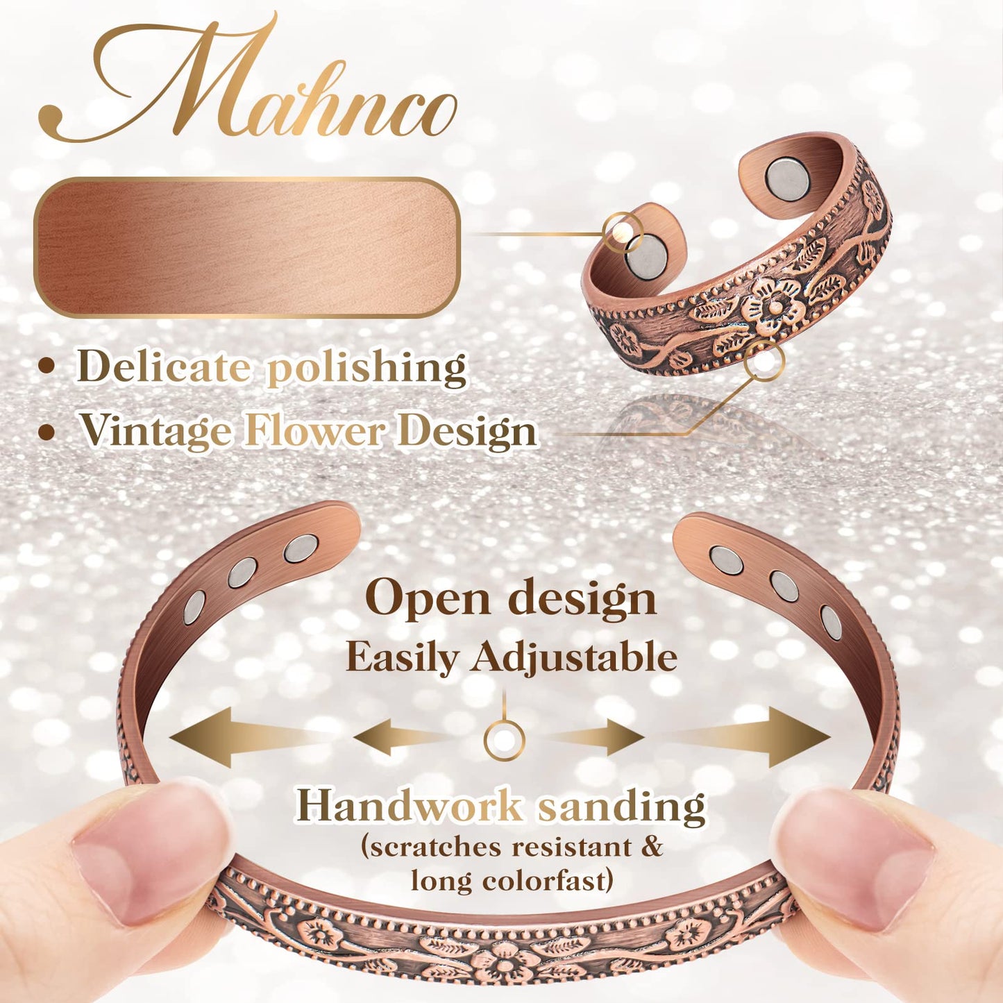 Lymphatic Drainage Ring & Copper Bracelet for Women, Magnetic Lymph Detox Ring and Magnetic Copper Bracelet, 100% Solid Pure Copper Jewelry Gift