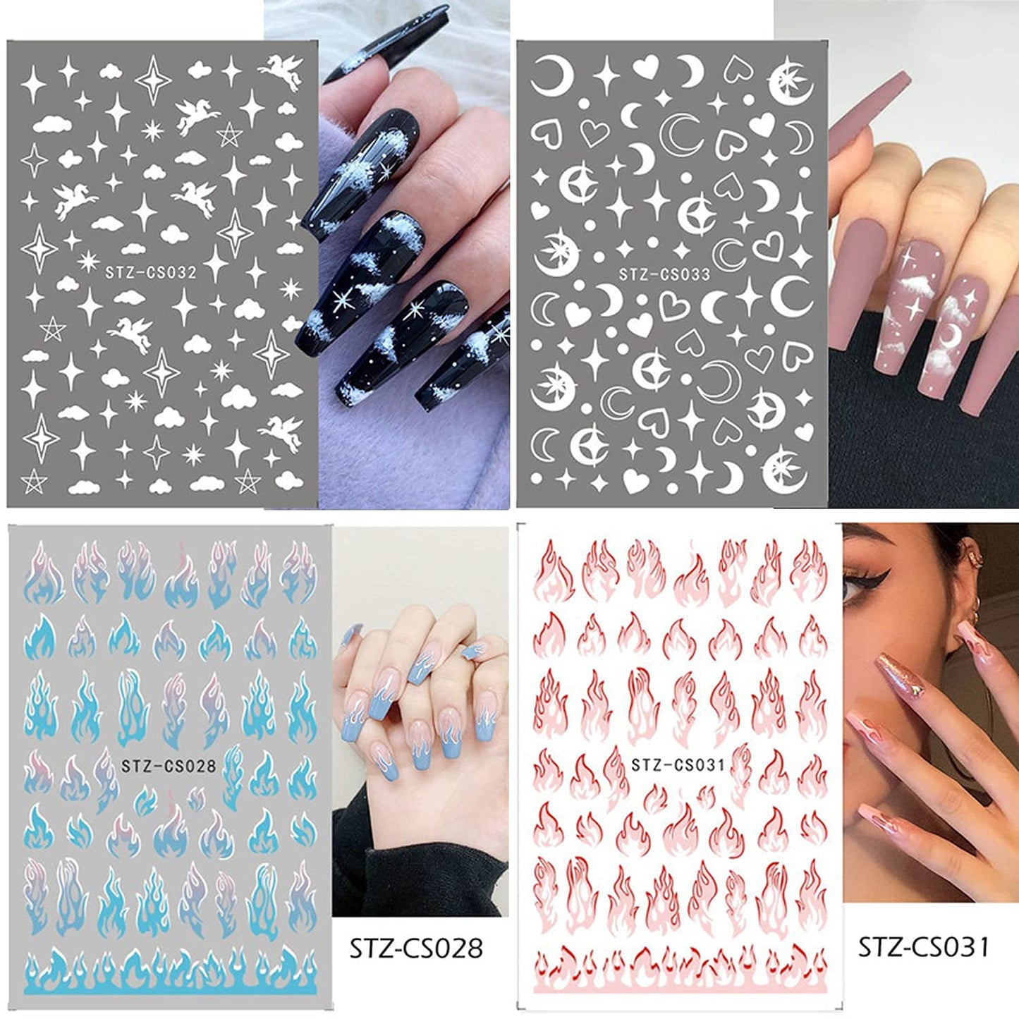 18 Sheets Colorful Nail Art Stickers with 8 Sheets Animal Nail Art Stickers