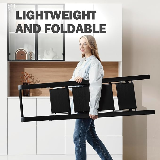 Taranta 4 Step Ladder,Liahtweight Aluminum Laddewith Handgrip, Portable Folding Stepladder with Anti-SlipPedalfor Home, Ofice, Kitchen 330lbs - Black