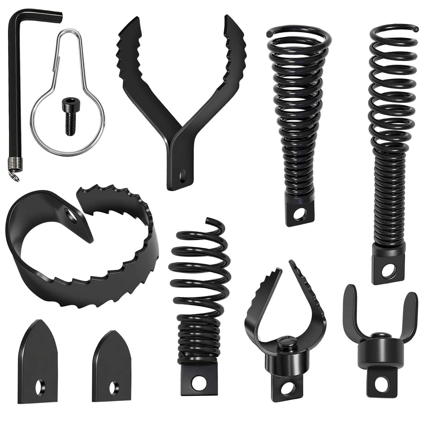 9 PCS Drain Snake Drill Attachment,Drain Cleaner Combination Cutter Head,Root Cutter For Drain Cleaning,Used in 50ft-100ft Ac Drain Cleaning Machine,for 5/16” To 3/4” Drain Snake Cables
