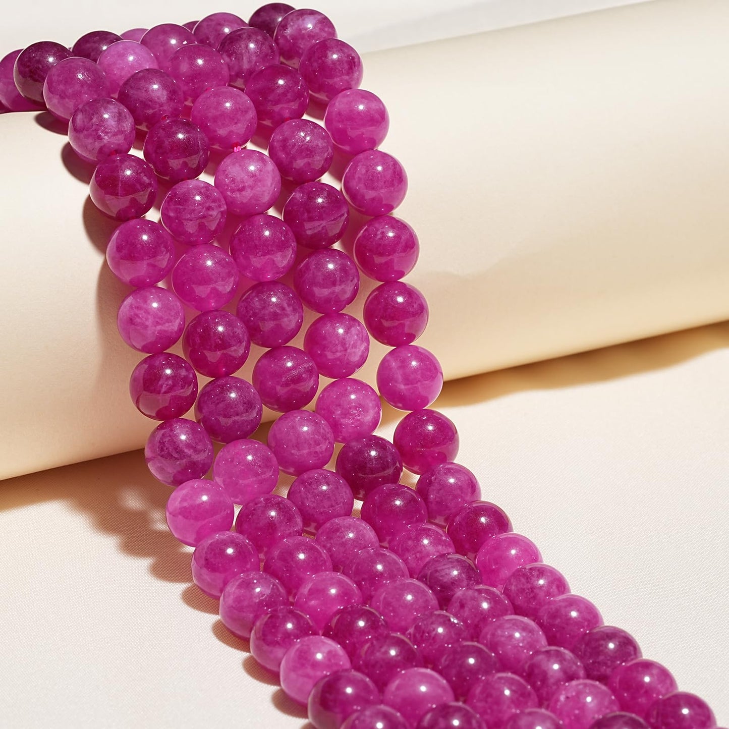 10mm Natural Pink Tourmaline Gemstone Beads Polished Round Smooth Stone Beads for Bracelets Jewelry Making 15inch Loose Beads