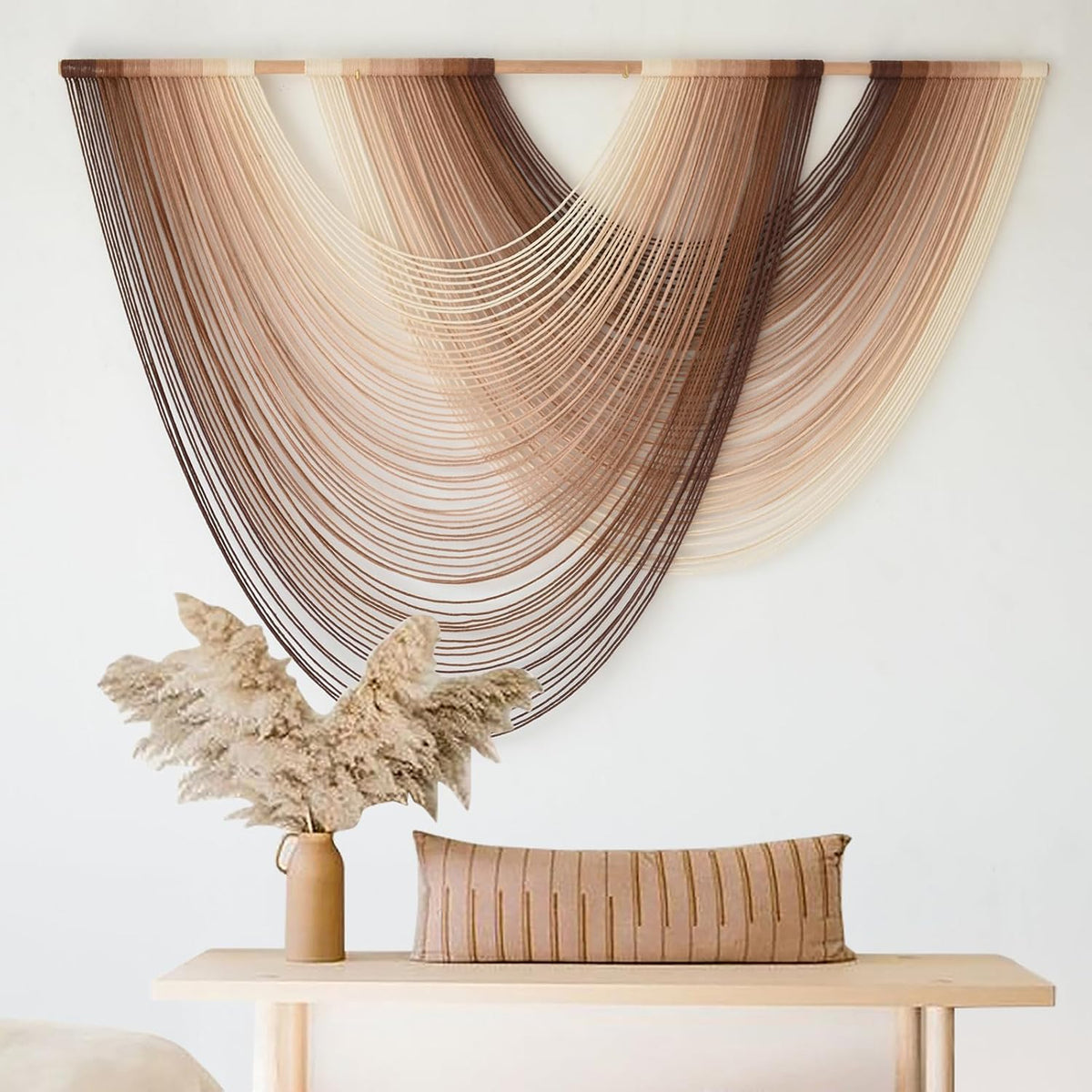 Macrame Wall Hanging Dip-Dye Boho Home Decor Fiber Wall Art Craftsmanship Bedroom Livingroom 57" W x 39" L