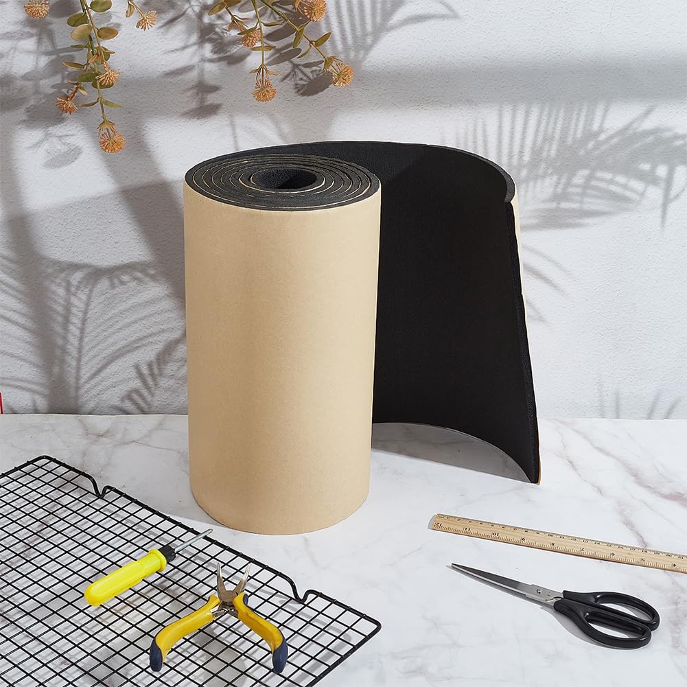 ACRNIGHEET Adhesive Foam Sheets, Closed Cell Foam Padding, 12" W x 1/4" T x 118" L Neoprene Foams Roll for DIY Gaskets Crafts Liner Pads Seals Multi-Function Soundproof Foams Pad