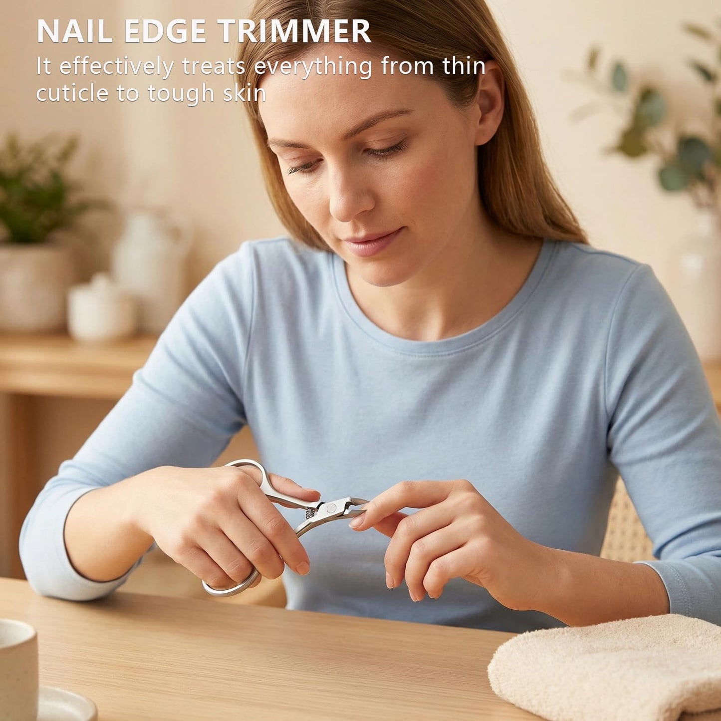 AZSRKRBM Cuticle Trimmer Nipper, Stainless Steel Cuticle Clipper with Round Comfort Grip & Sharp Blade - Easy for Home Manicure Pedicure, Beginner-Friendly Nail Care Tool with Protective Cover