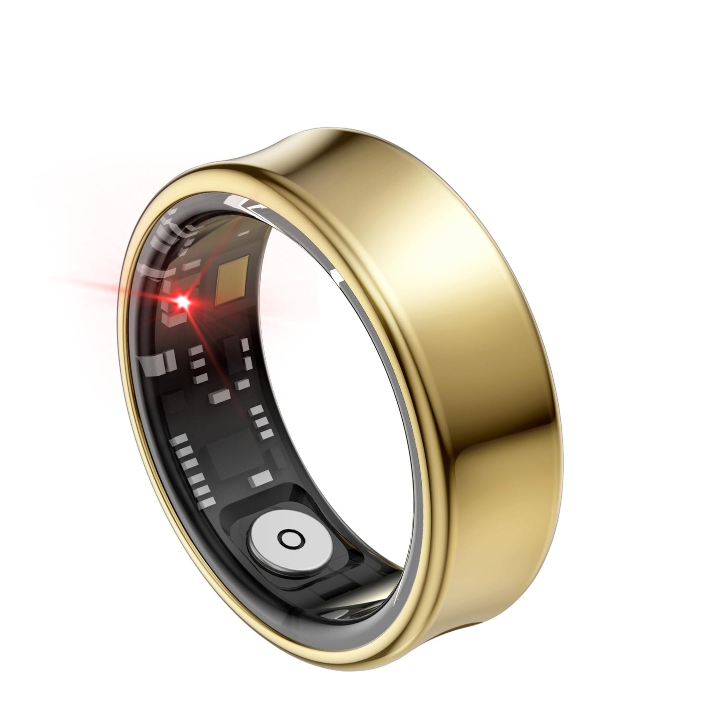 dyuanetec Smart Ring for Men, Women – Health & Fitness Tracker with Sleep Monitor, Heart Rate, SpO2, Lightweight Titanium, IP68 Waterproof, Portable Charging Case – No Subscription Fee(Gold, 8#)
